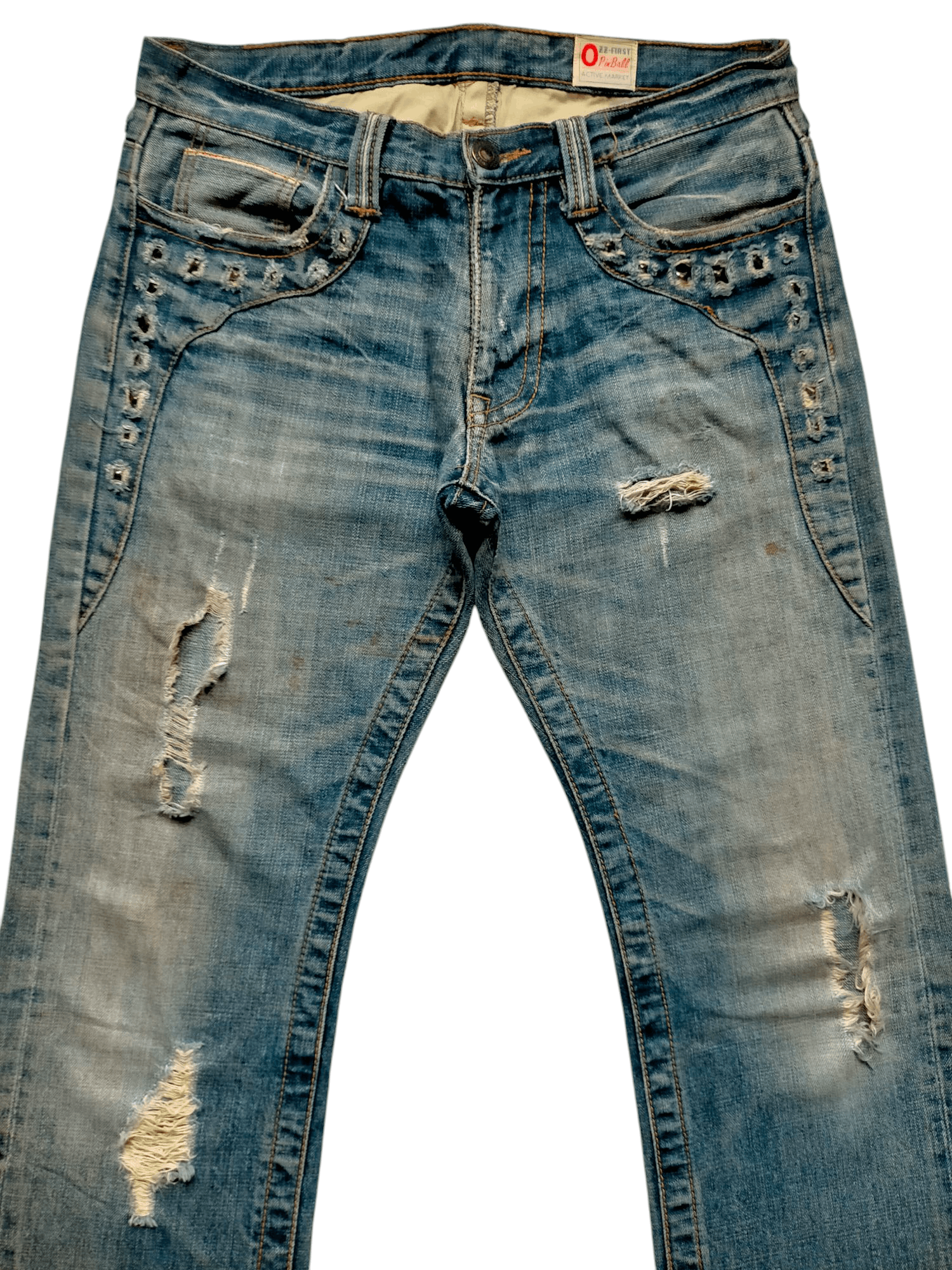 If Six Was Nine × Japanese Brand Ozz First Pin Ball Japan Stude Punk Style Denim Pants Size US 32 / EU 48 - 3 Thumbnail