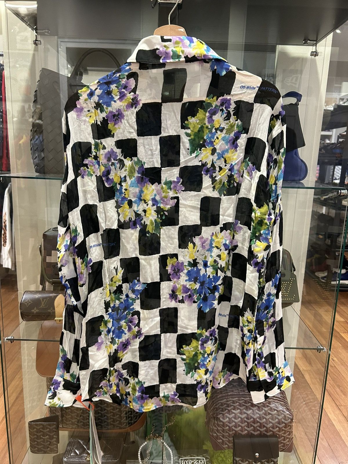 Off-White Off-White Checkerboard Floral Sheer Button Up Size US XXS / EU 40 - 2 Thumbnail