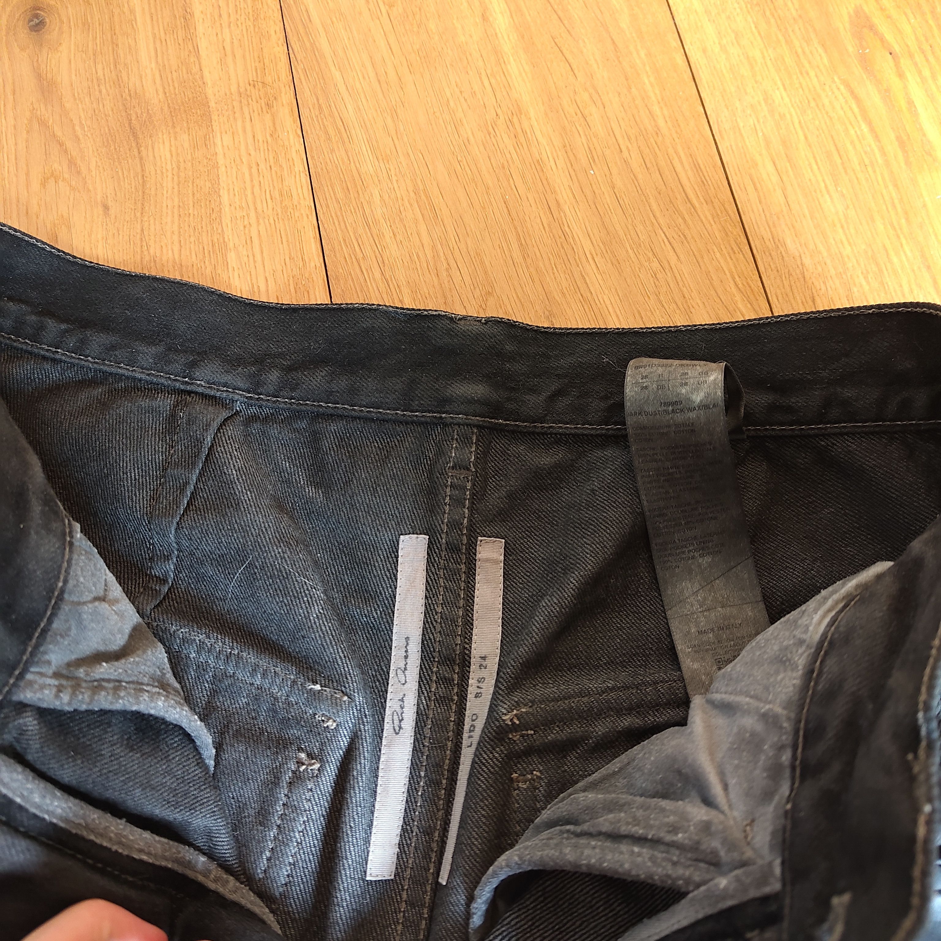Rick Owens Runway Stefan shorts - waxed denim with calf leather cargo Size US 28 / EU 44 - 3 Thumbnail
