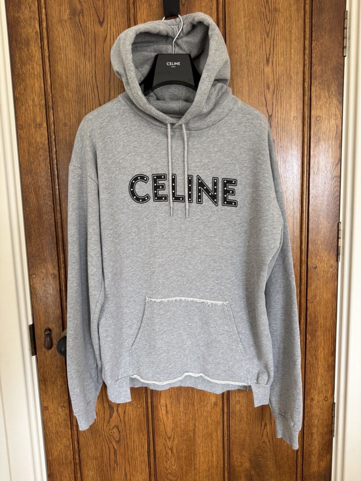 Celine SS21 Celine Dancing Kid Hedi studded logo hoodie gray Hedi Size US L / EU 52-54 / 3 - 3 Thumbnail