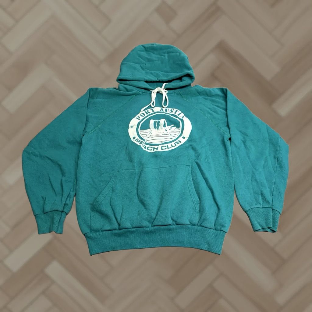 Hanes VINTAGE Hanes Beach Club Sweatshirt Hoodie Mens Unisex Adults Size M Green 80s Puff Print Retro Logo Graphic Print College Grunge Americana USA Size US M / EU 48-50 / 2 - 1 Thumbnail