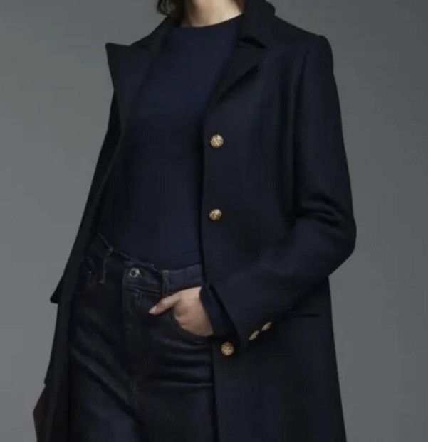 Zara NWT Zara Manteco (Italian Wool) Navy Blue Coat Sz XS Size XS / US 0-2 / IT 36-38 - 3 Thumbnail