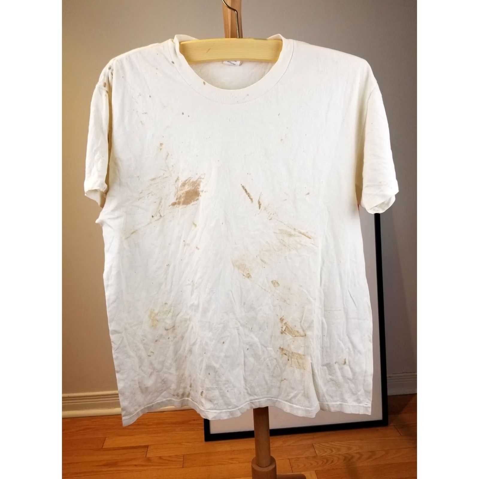 Stafford VINTAGE Stafford Grunge White T-Shirt SZ LARGE T-Shirt Men 90s USA Vintage Grunge White Tee 22 inch Chest 26 inch Back Length Size US L / EU 52-54 / 3 - 2 Thumbnail