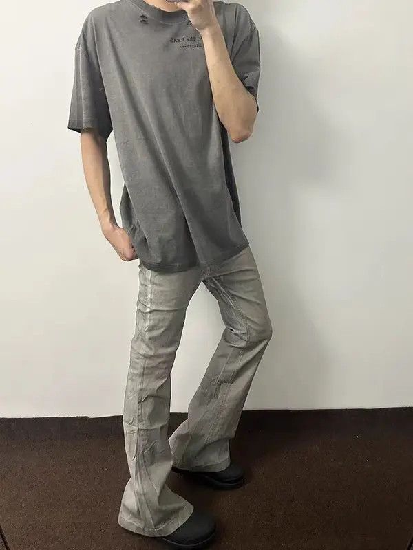 Vintage VIBE Washed Gray Tie-Dye Micro Flare Casual Denim Trousers Size US 30 / EU 46 - 4 Thumbnail