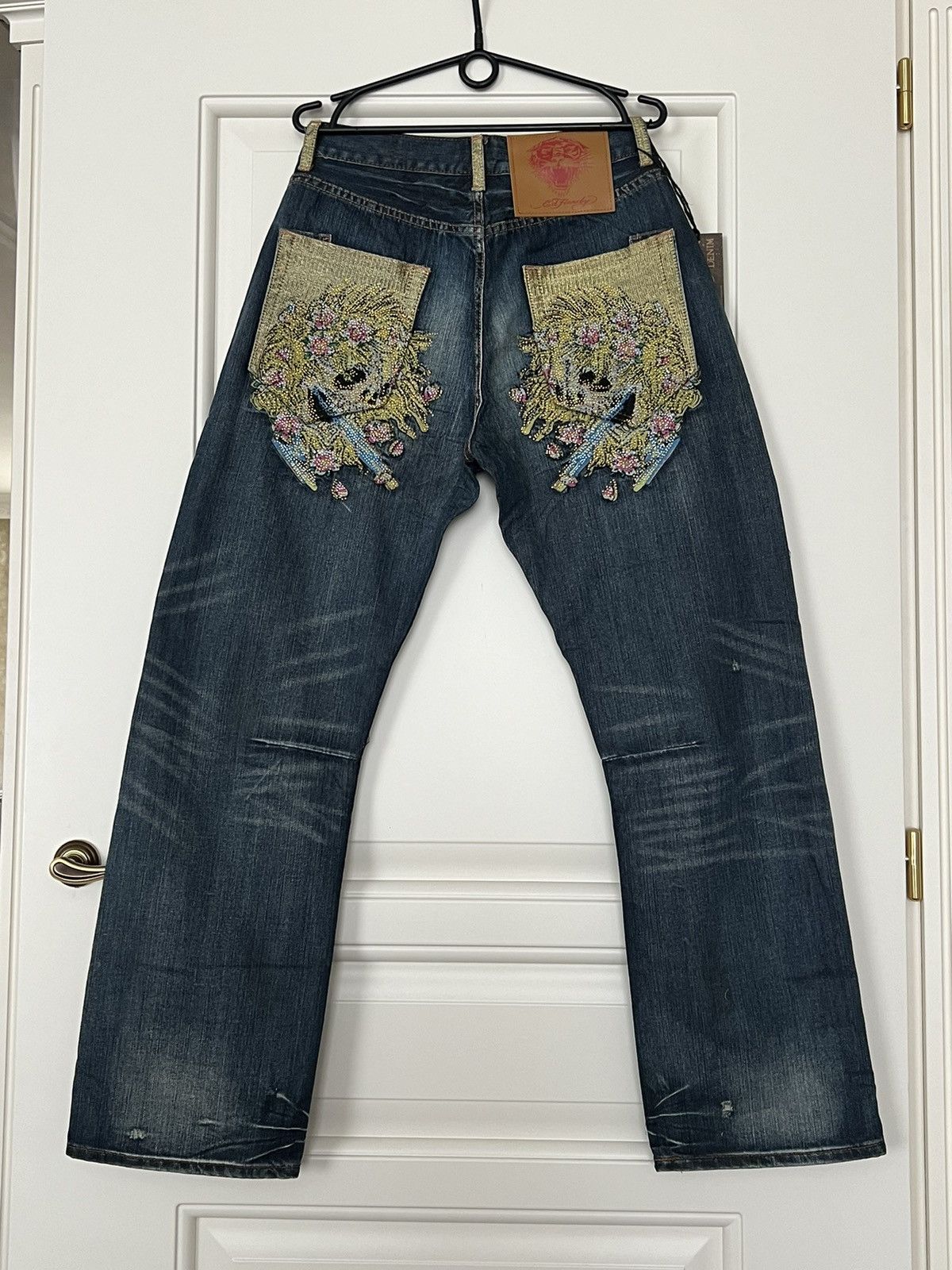 Ed Hardy by Christian Audigier Distressed Button 2024 Fly Jeans 32x32