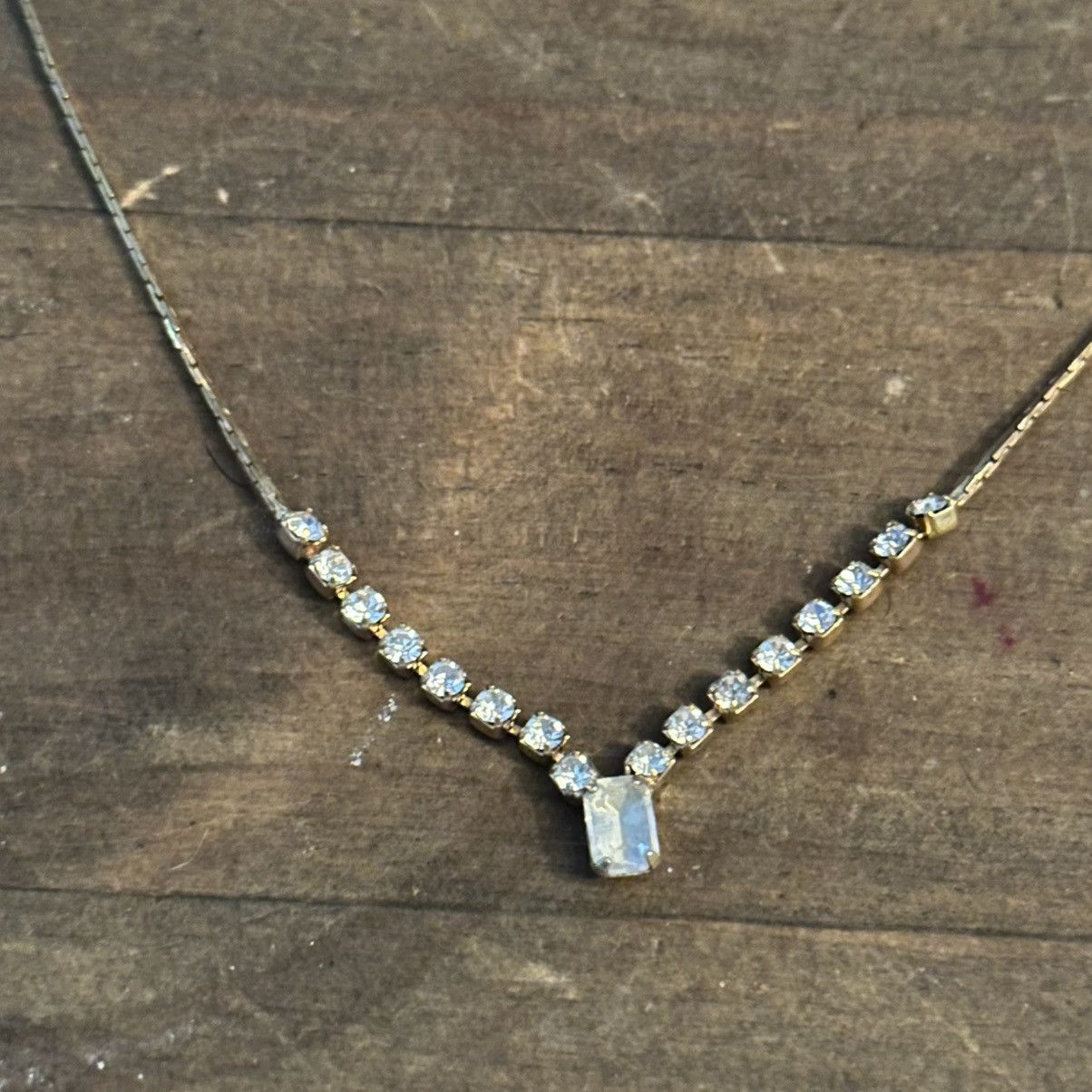 Vintage Vintage gold tone rhinestone tennis V necklace Size ONE SIZE - 3 Thumbnail