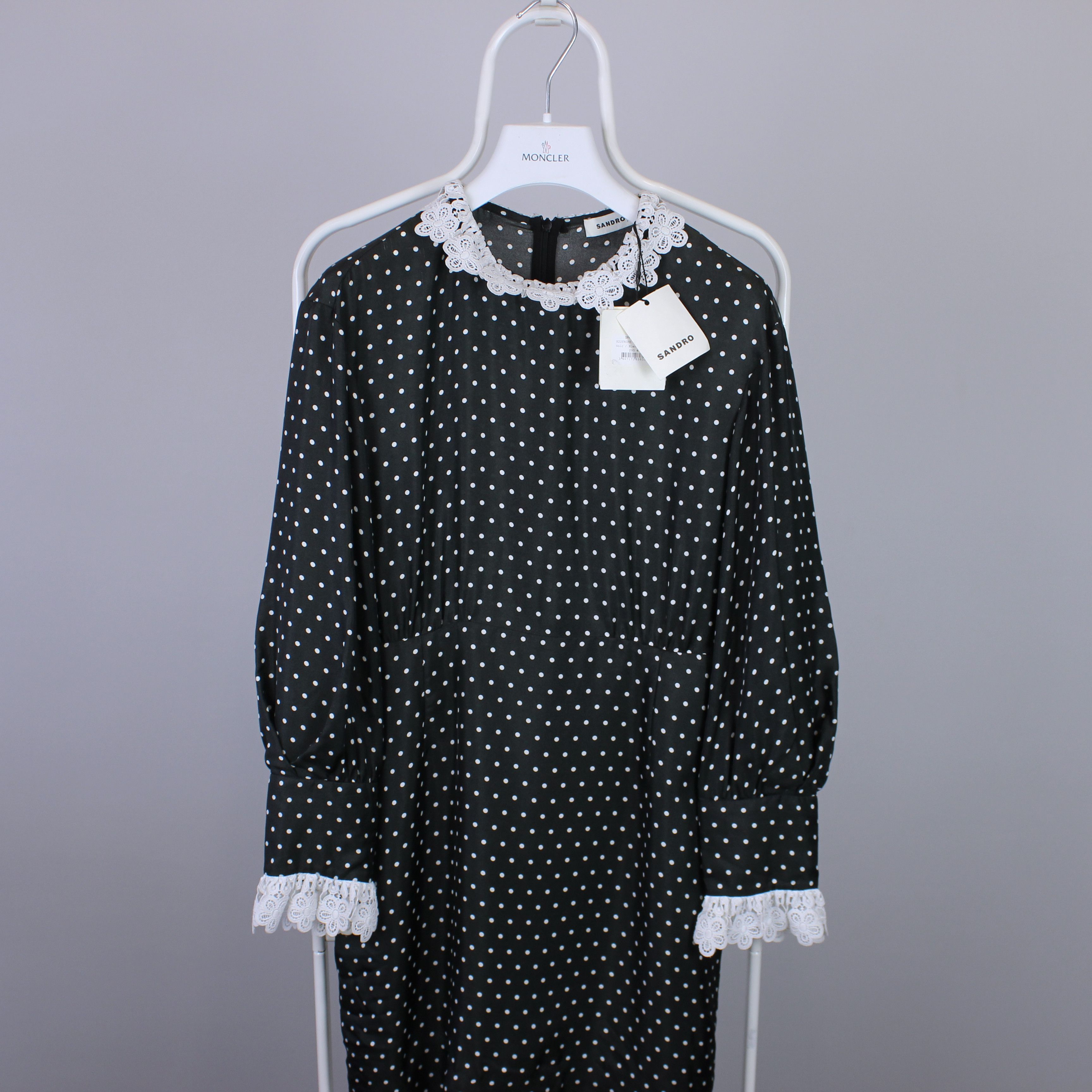 Sandro SANDRO Lace trim and polka-dot mini dress SIZE FR 36 Size XS / US 0-2 / IT 36-38 - 6 Thumbnail