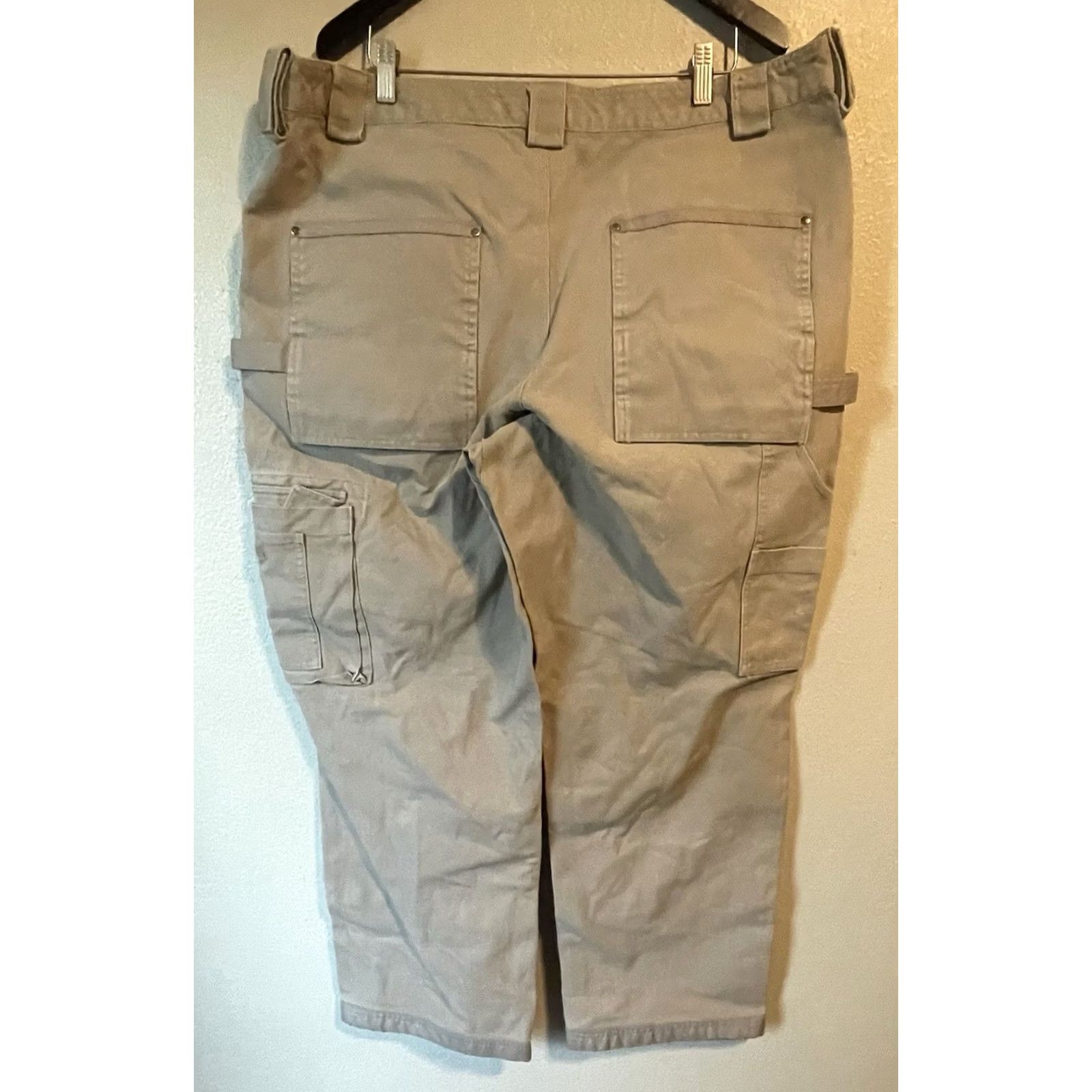 Duluth Trading Company Duluth Fire Hose Double Knee Cargo Pants Men 42x30 Beige Canvas 5-Pocket Relaxed Straight Crew Pants Size US 42 / EU 58 - 2 Thumbnail