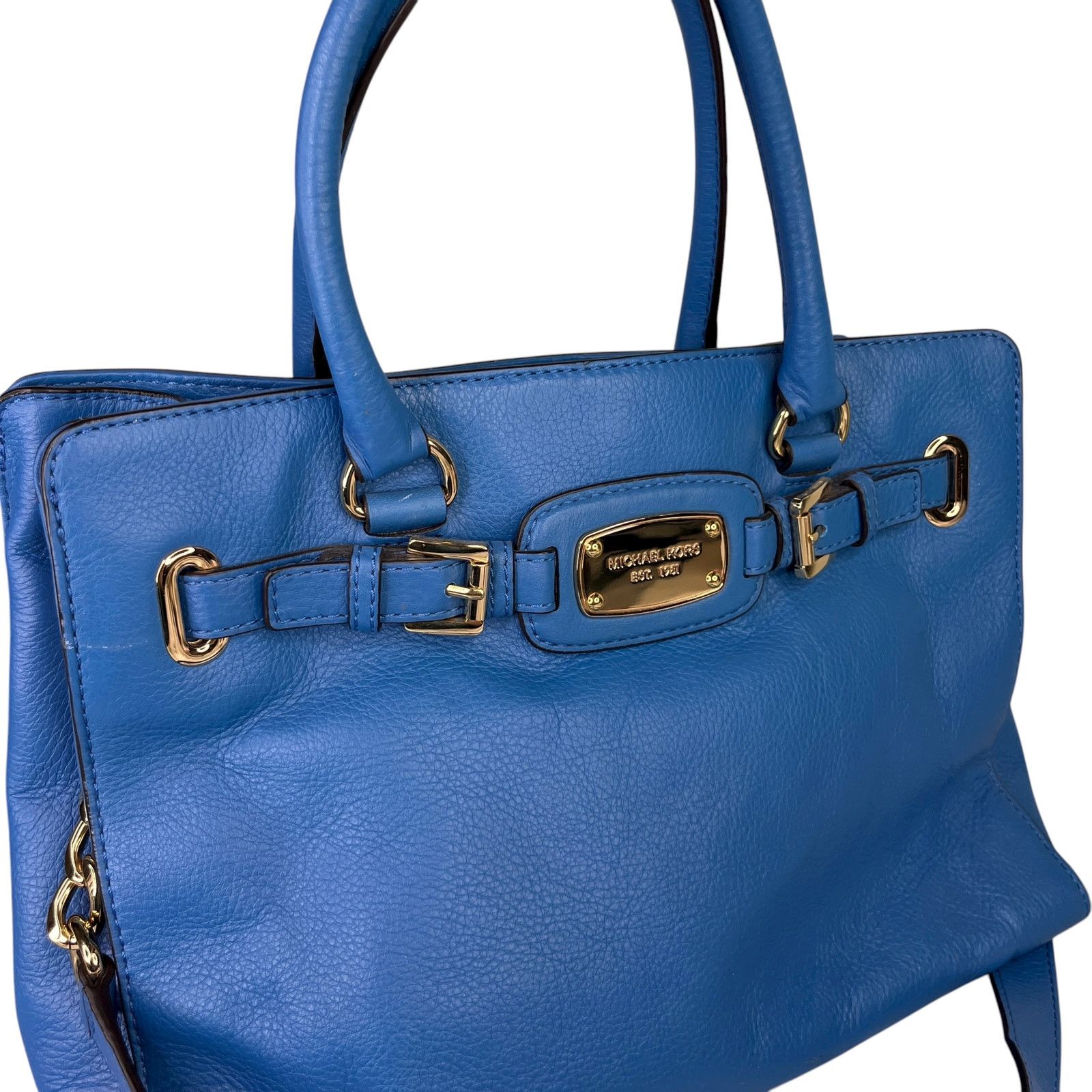 Michael Kors Michael Kors Hamilton Leather Bag Heritage Blue Gold NWOT Size ONE SIZE - 10 Thumbnail