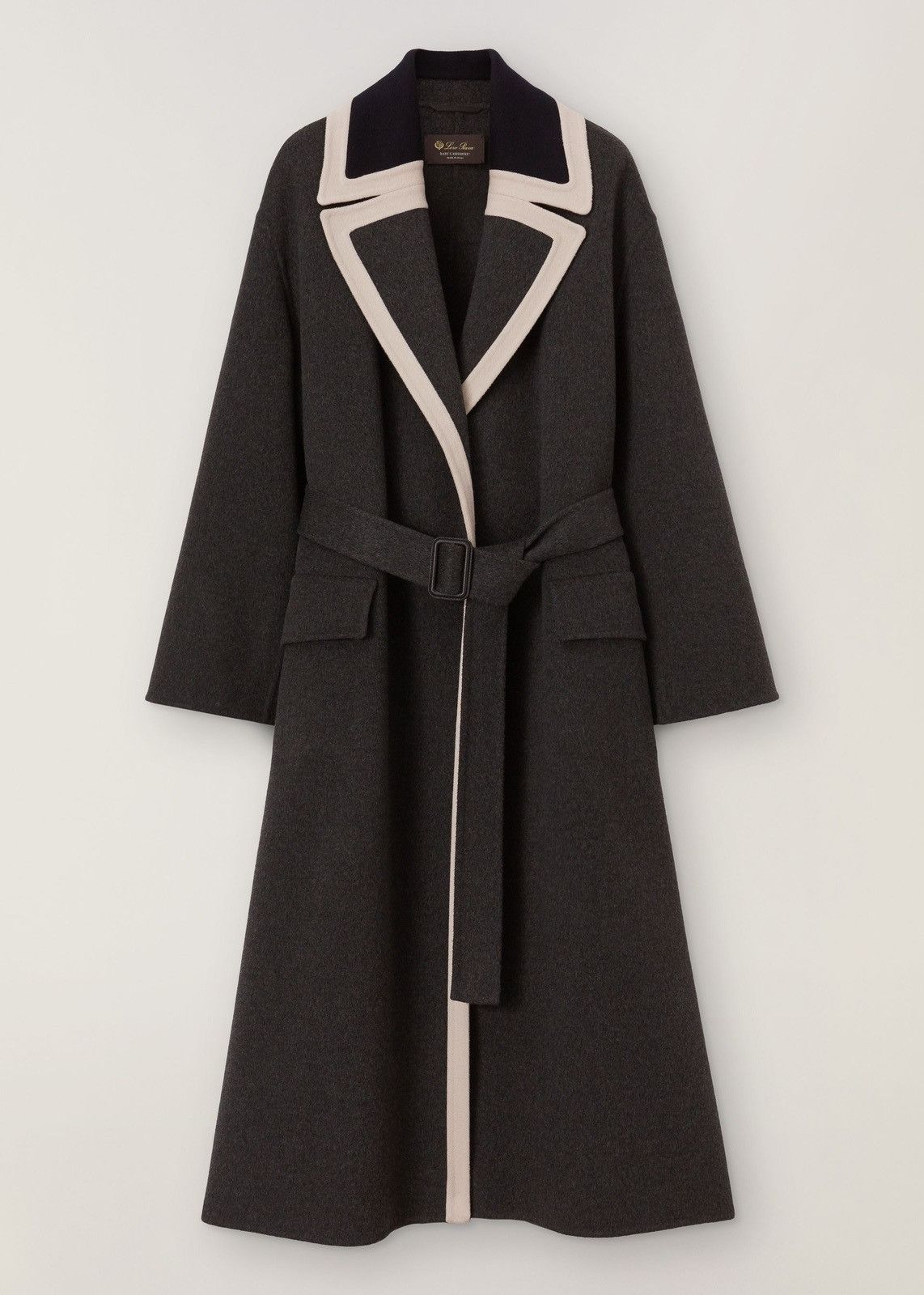 image of Loro Piana O1Loc1C0124 Baby Cashmere Double Crafted Coat In Black, Women's (Size XL)