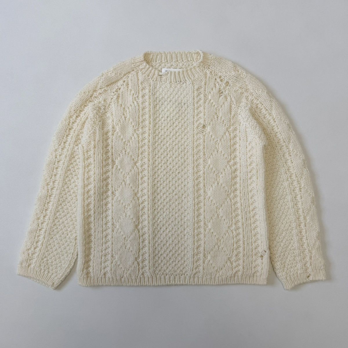 Maison Margiela A/W 21 Distressed Cream Cable Knit Sweater Size US M / EU 48-50 / 2 - 2 Thumbnail