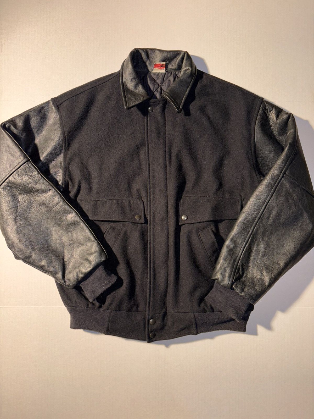Vtg Union Line Wool Leather Varsity Bomber Letterman Jacket