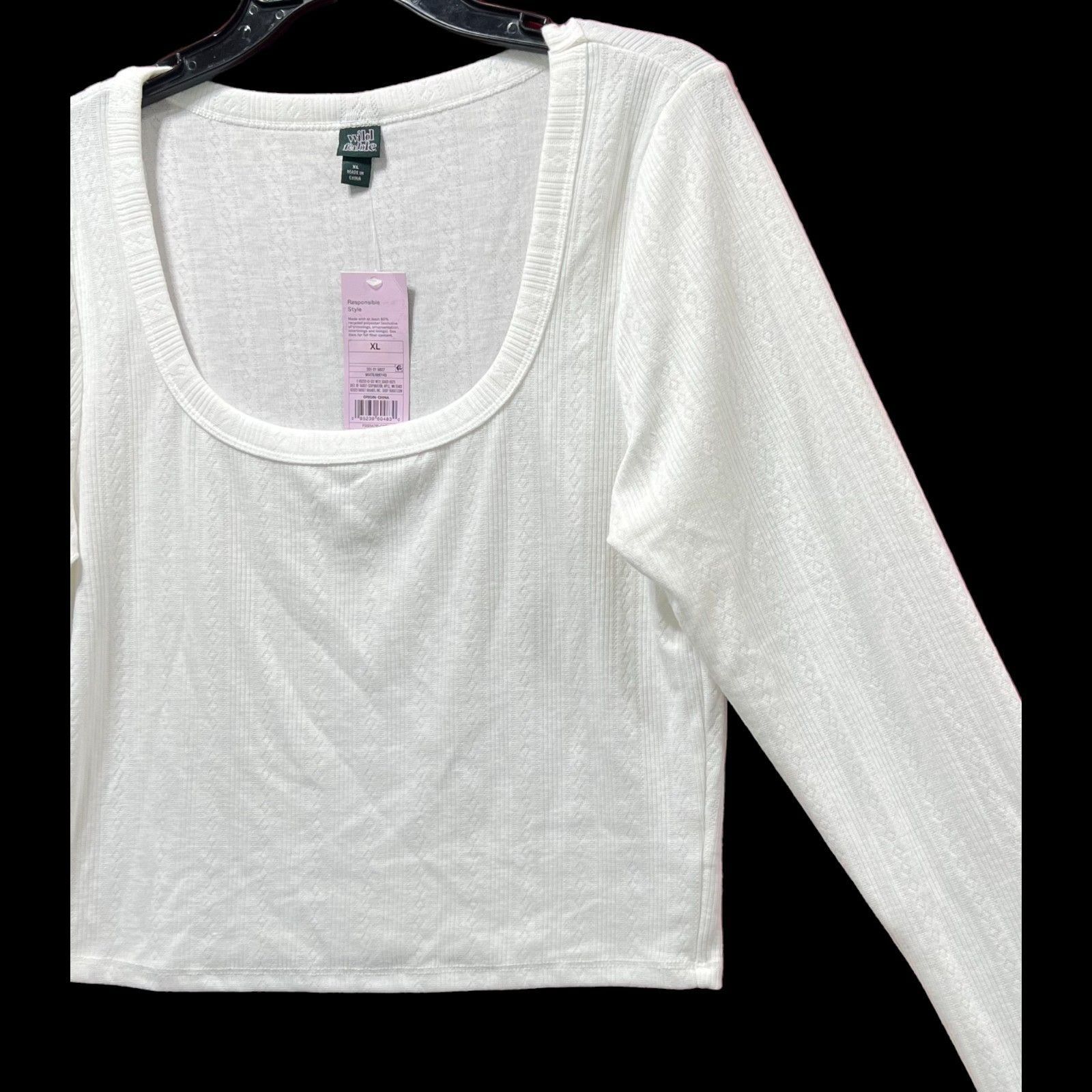Other Wild Fable - Women's Long Sleeve Square Neck Pointelle T-Shi Size XL / US 12-14 / IT 48-50 - 14 Thumbnail