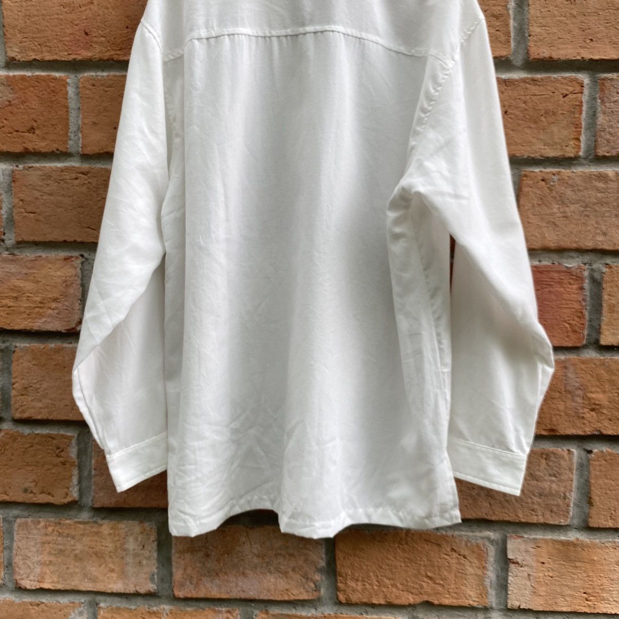Vintage Vintage White Lace-Up Collar Long Sleeve Shirt Size US L / EU 52-54 / 3 - 4 Thumbnail