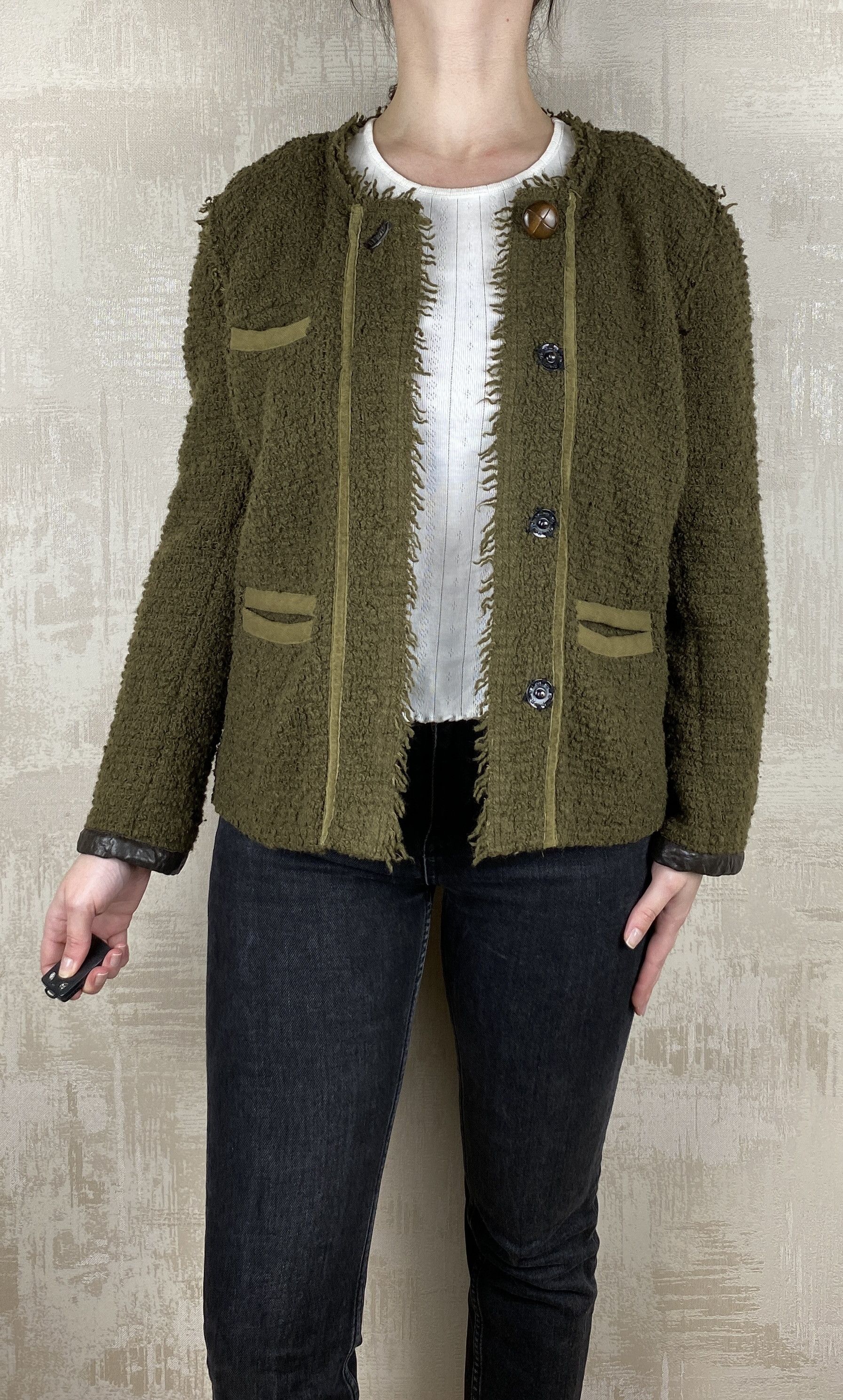 Isabel Marant Isabel Marant Olive Green Textured Wool Blend Knit Blazer Size S / US 4 / IT 40 - 2 Thumbnail