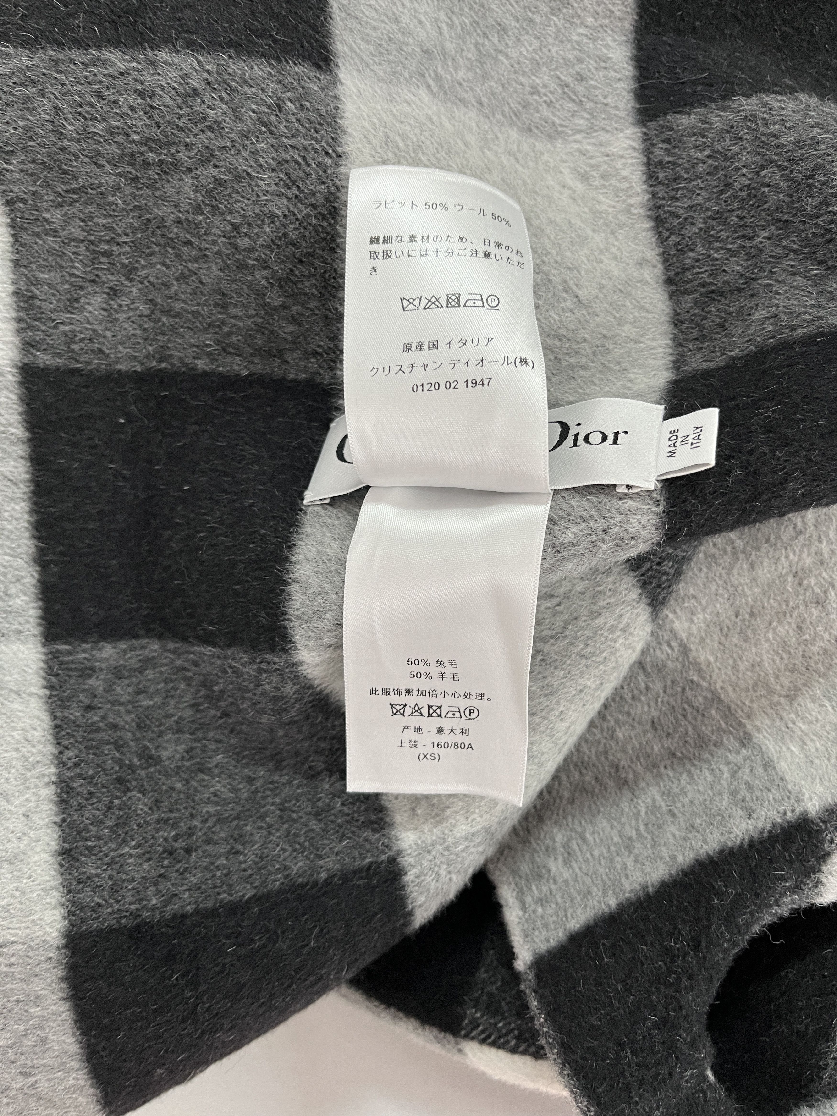 Dior Black Checkered Wool And Rabbit Hair Scarf Jacket Size ONE SIZE - 6 Thumbnail
