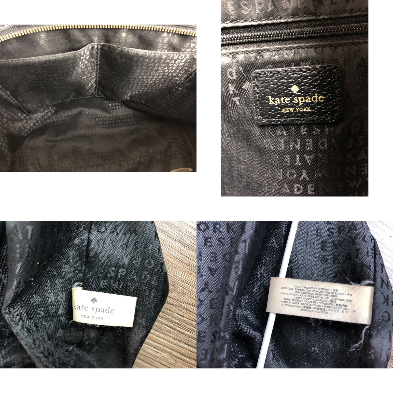 Vintage kate spade new york Handbag Women Black Leather Cow Leather Medium Zip Double Handles Size ONE SIZE - 8 Thumbnail