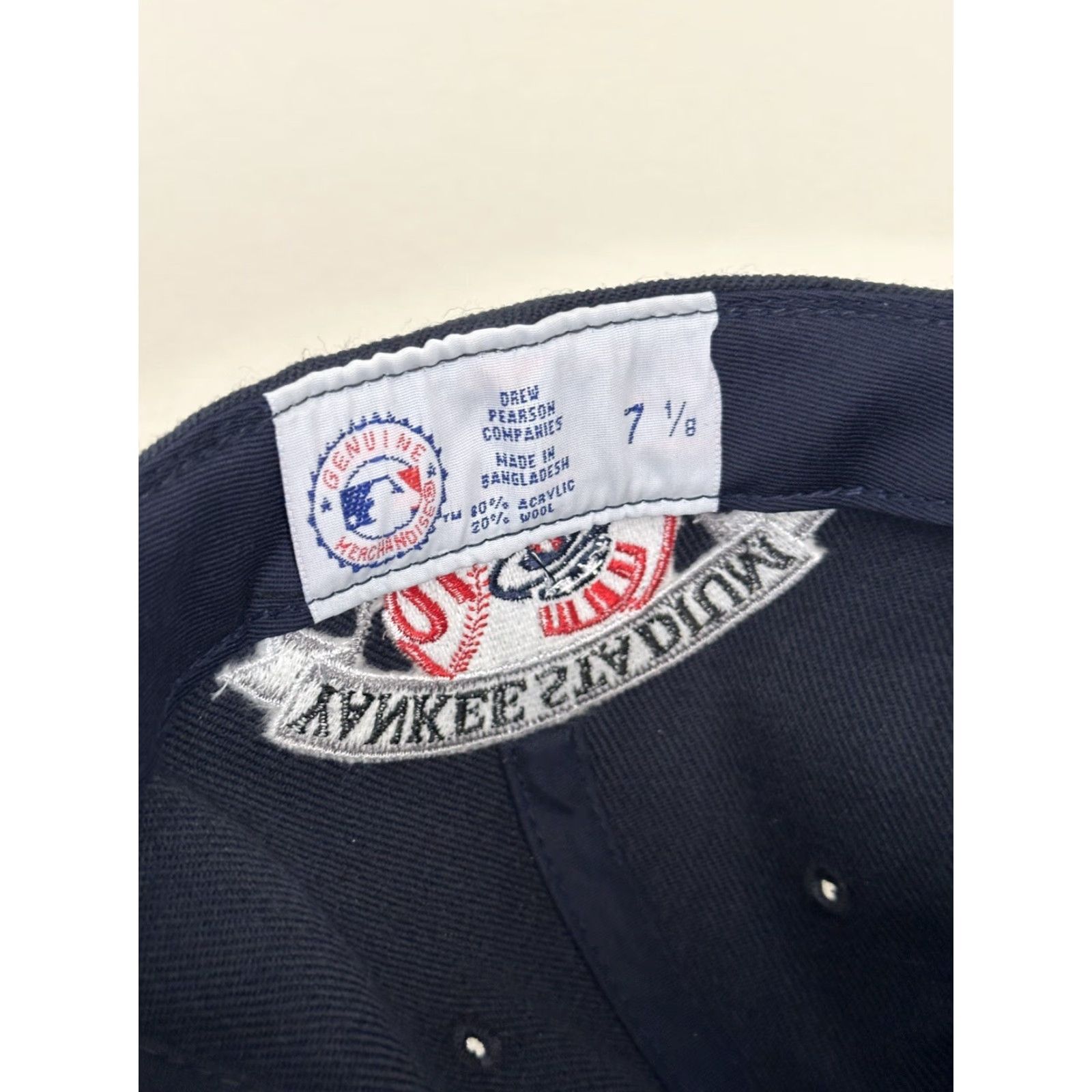 Drew VINTAGE Drew Pearson NY Yankees Fitted Hat - 7 1/8 - Navy Blue - Wool - NEW WITH TAGS - Baseball Cap - Men Size ONE SIZE - 7 Thumbnail