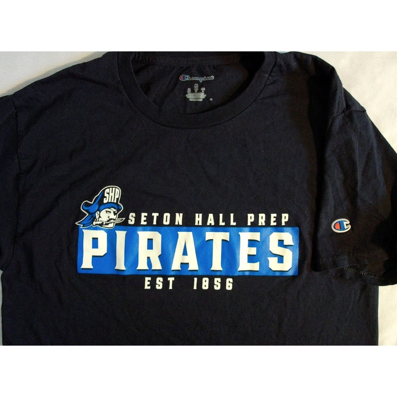 Champion SETON HALL PREP Pirates T Shirt Nike Champion School SHP New Jersey Men’s Medium Black Cotton Graphic Print Sports Cardigan? Size US M / EU 48-50 / 2 - 3 Thumbnail