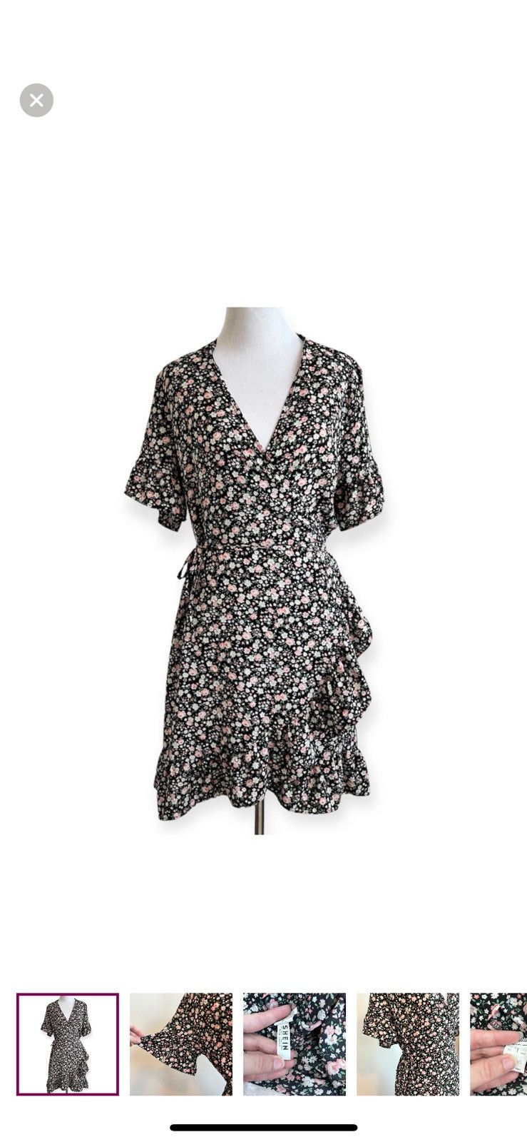 Shein Shein large floral wrap front dress Size L / US 10 / IT 46 - 1 Thumbnail