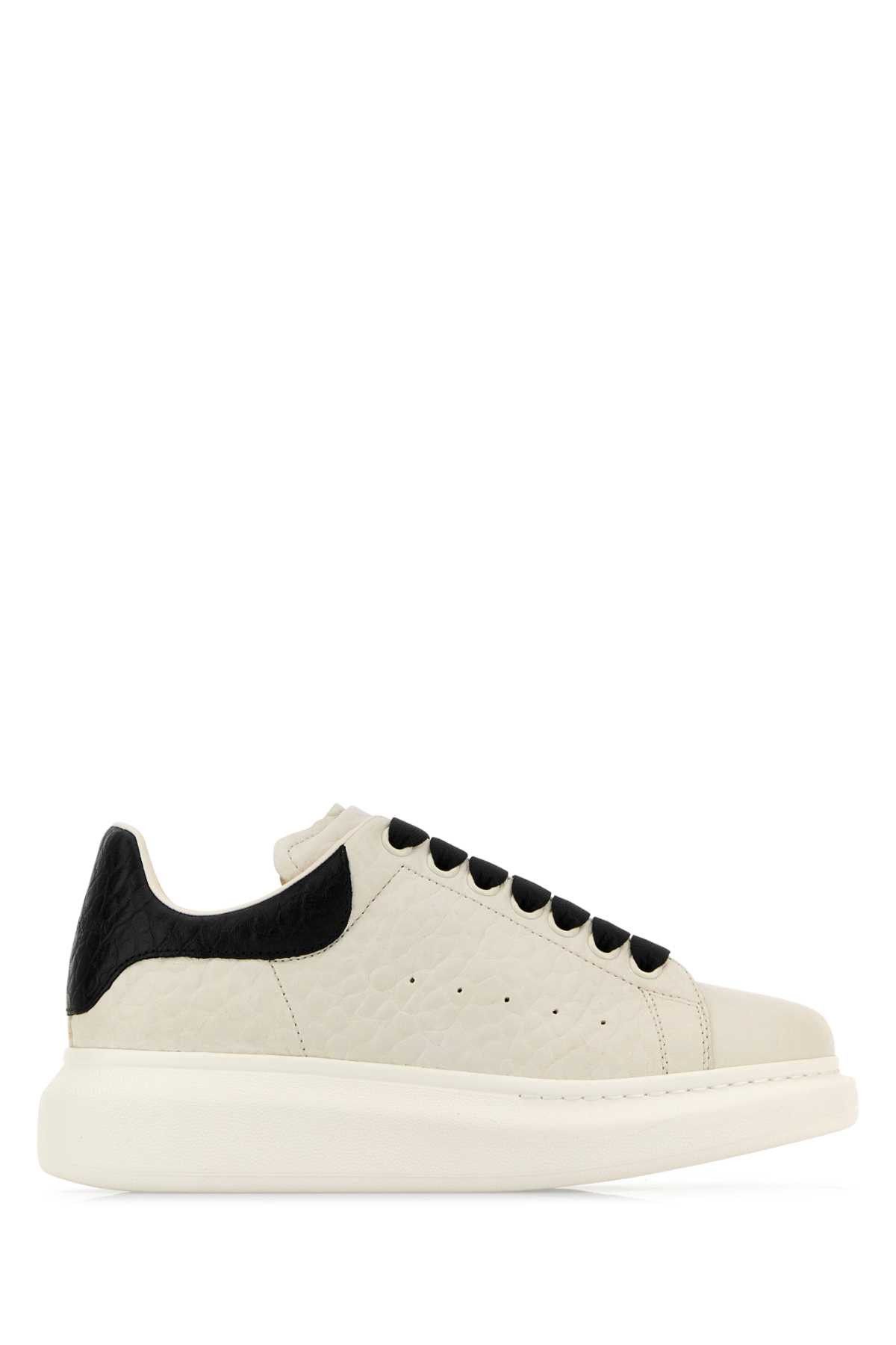 Alexander McQueen White Leather Sneakers With Orange Leather