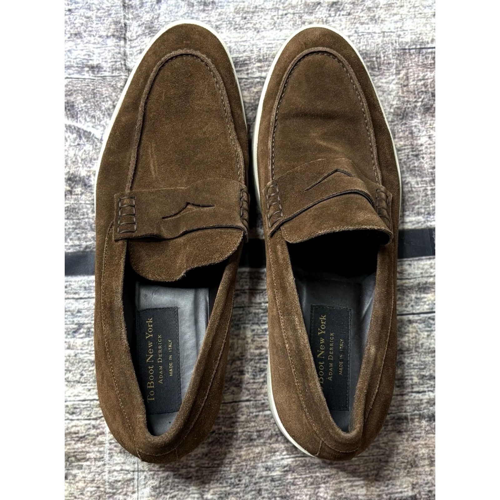 To Boot New York Adam Derrick Mens 11 Black Leather Penny Loafers Made in Italy Adam Derrick To Boot New York Brown Leather Slip On Penny  main image 3