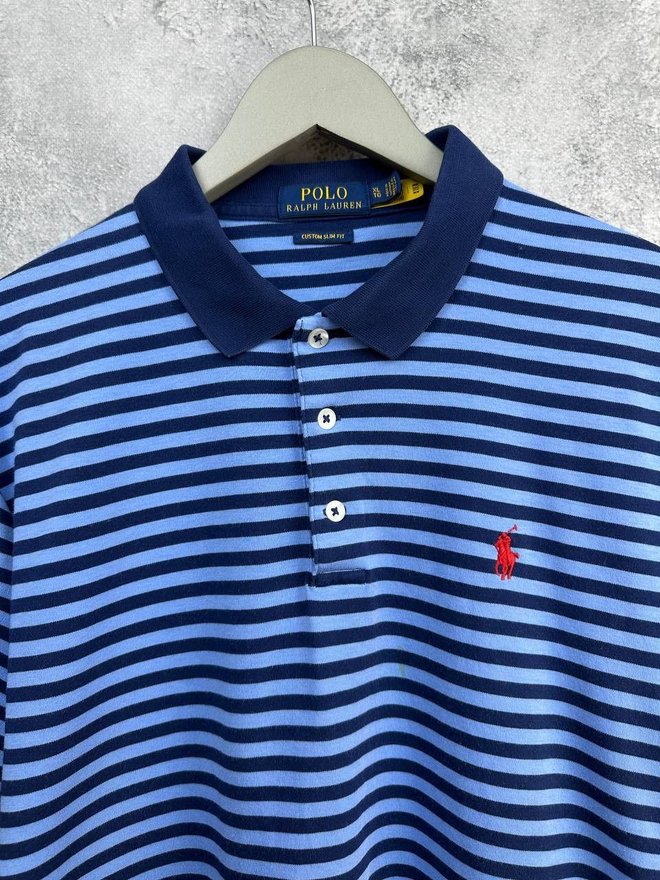 Polo Ralph Lauren Polo Ralph Lauren Striped Polo Shirt Navy Custom Slim Fit Size US XL / EU 56 / 4 - 4 Thumbnail