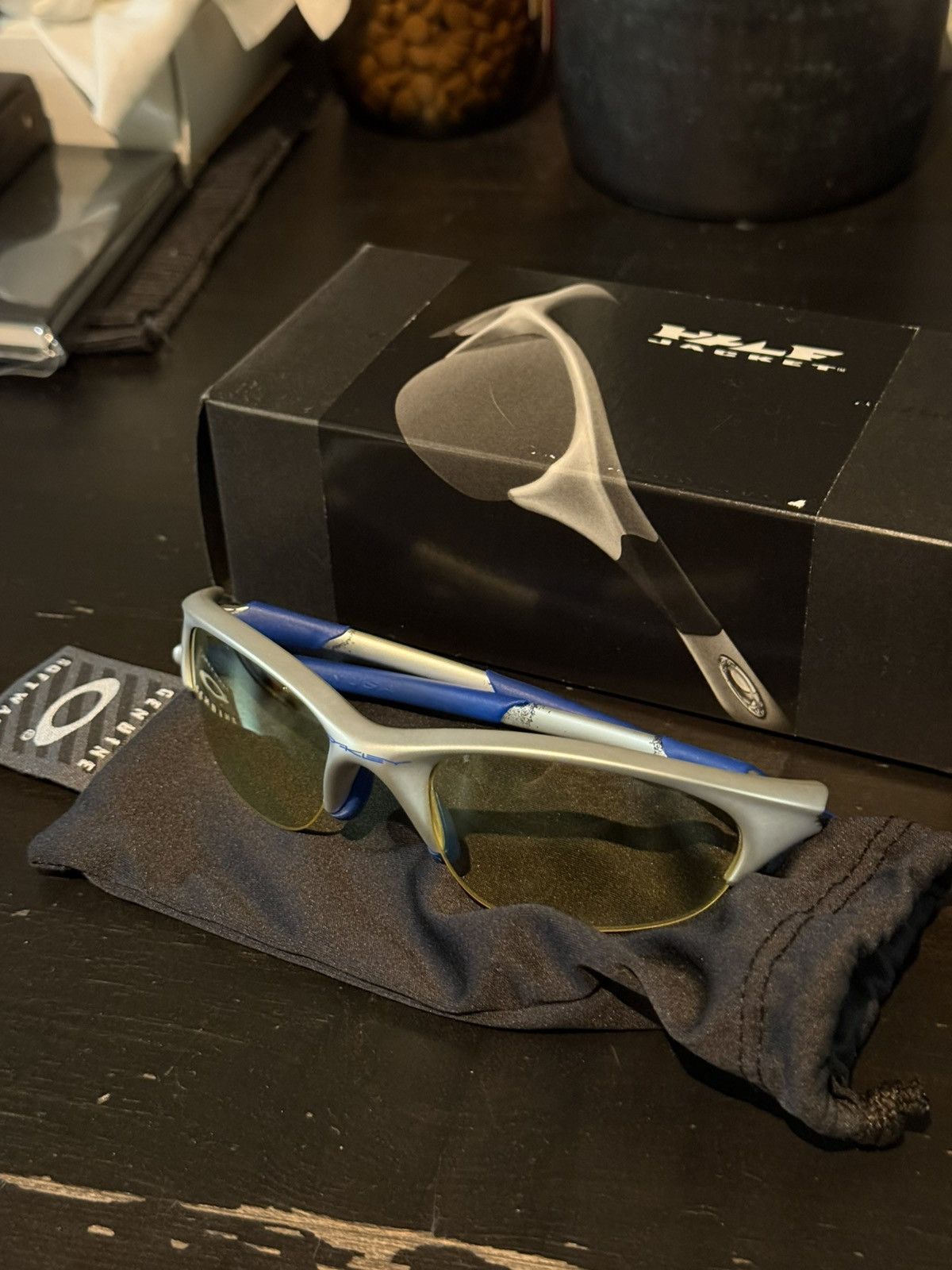 Oakley OAKLEY HALF JACKET SILVER BLUE SUNGLASSES Size ONE SIZE - 7 Thumbnail