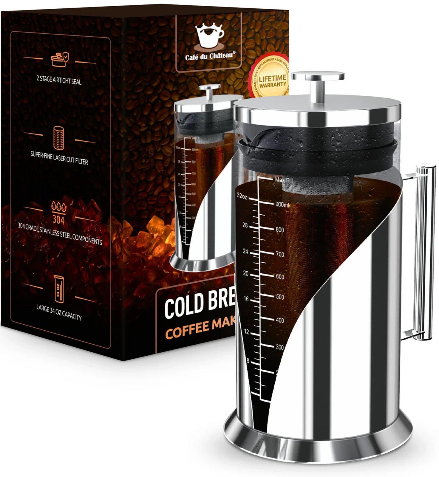 Other Cold Brew Coffee Maker Cafe du Chateau 34 oz Capacity Size ONE SIZE - 1 Thumbnail