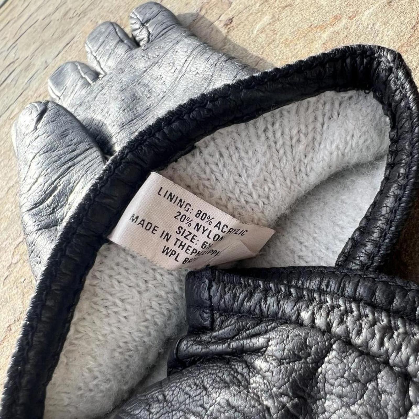 Vintage Vintage 90s Textured Black Leather Gloves Size ONE SIZE - 5 Thumbnail