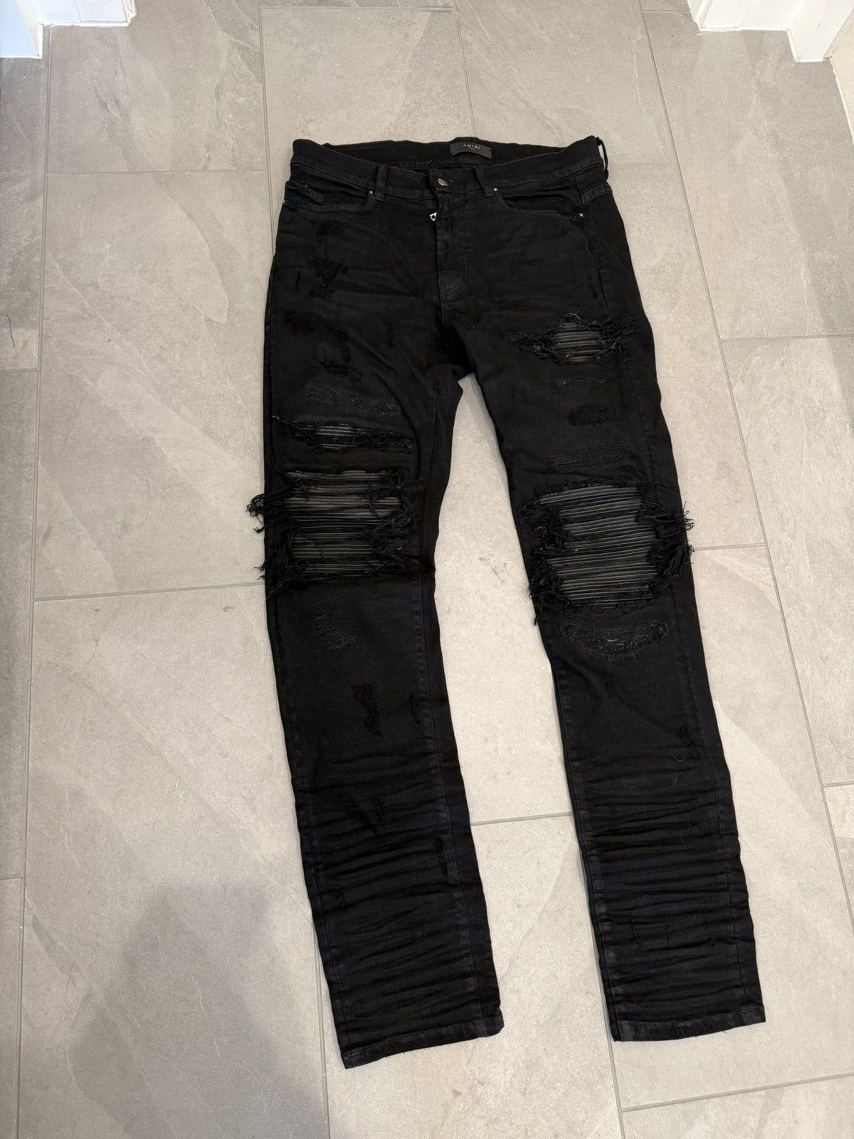 Amiri Amiri Jean Mx1 Patchwork Distressed Denim Jeans Size US 34 / EU 50 - 1 Thumbnail