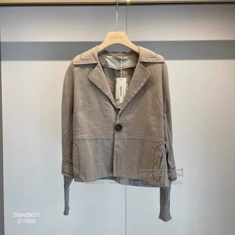 Brunello Cucinelli Brunello Cucinelli Khaki Cotton Linen Jacket Size M / US 6-8 / IT 42-44 - 1 Thumbnail