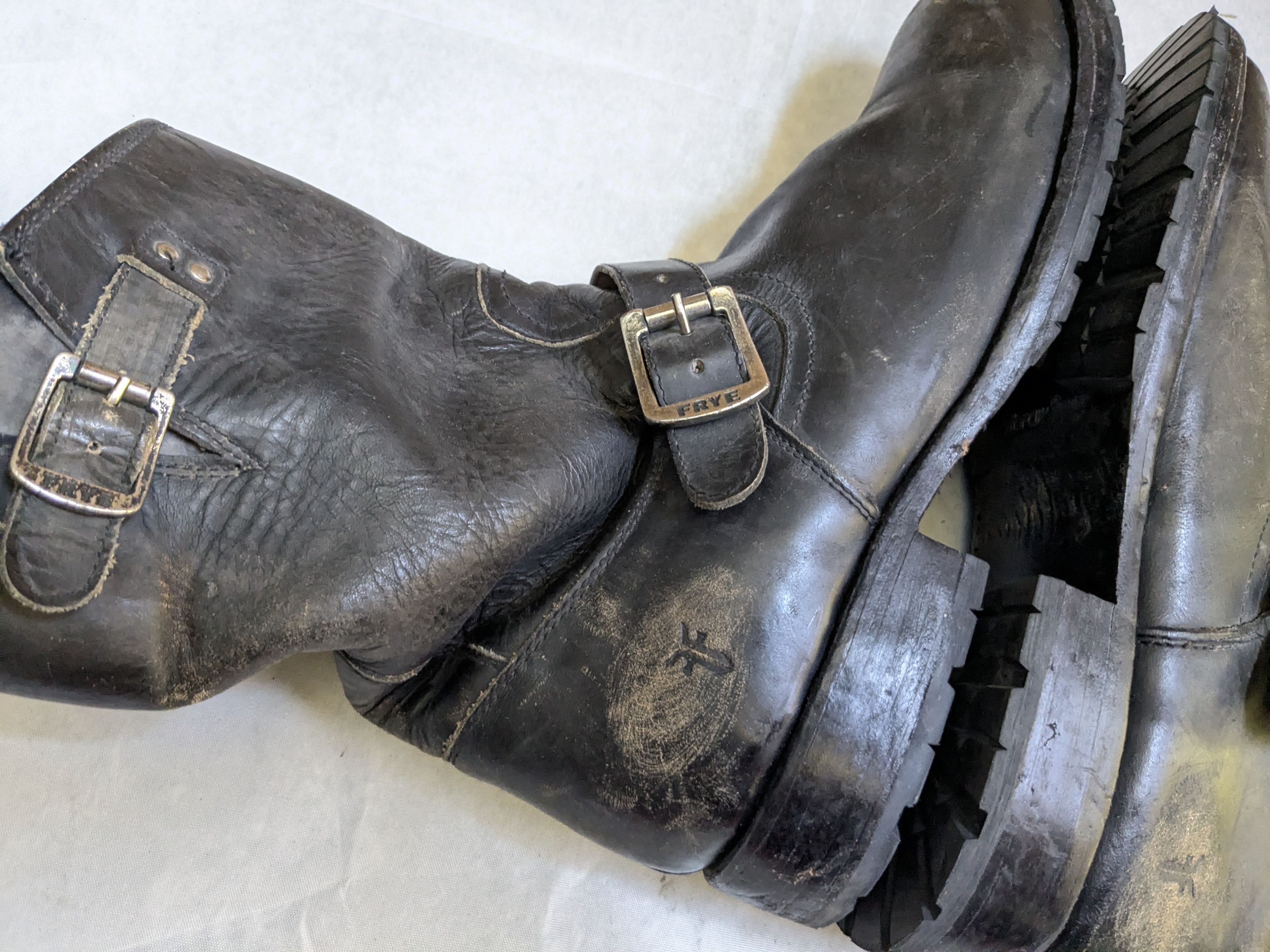Frye Frye Engineer Black Leather 11 D Leather Buckle Size US 11 / EU 44 - 9 Thumbnail