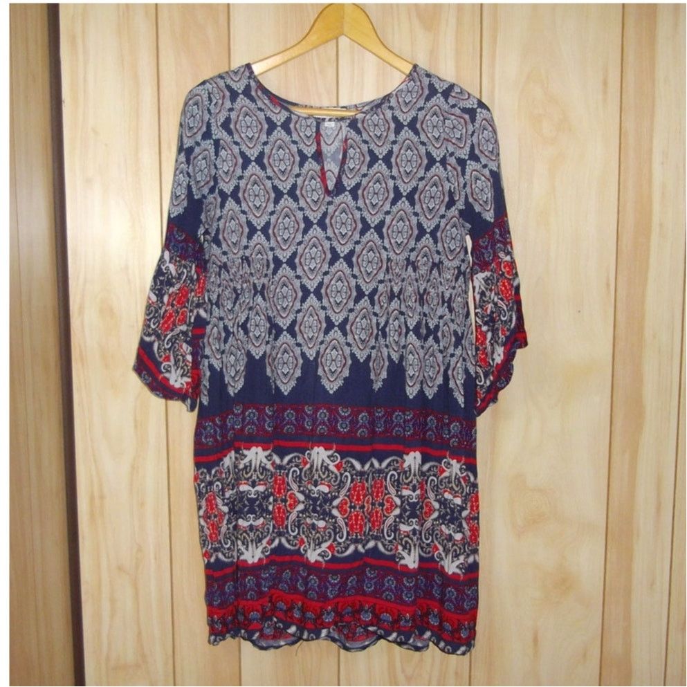 Other Umgee Multicolor Geometric 3/4 Sleeve Mini A-line Dress S Size S / US 4 / IT 40 - 1 Thumbnail