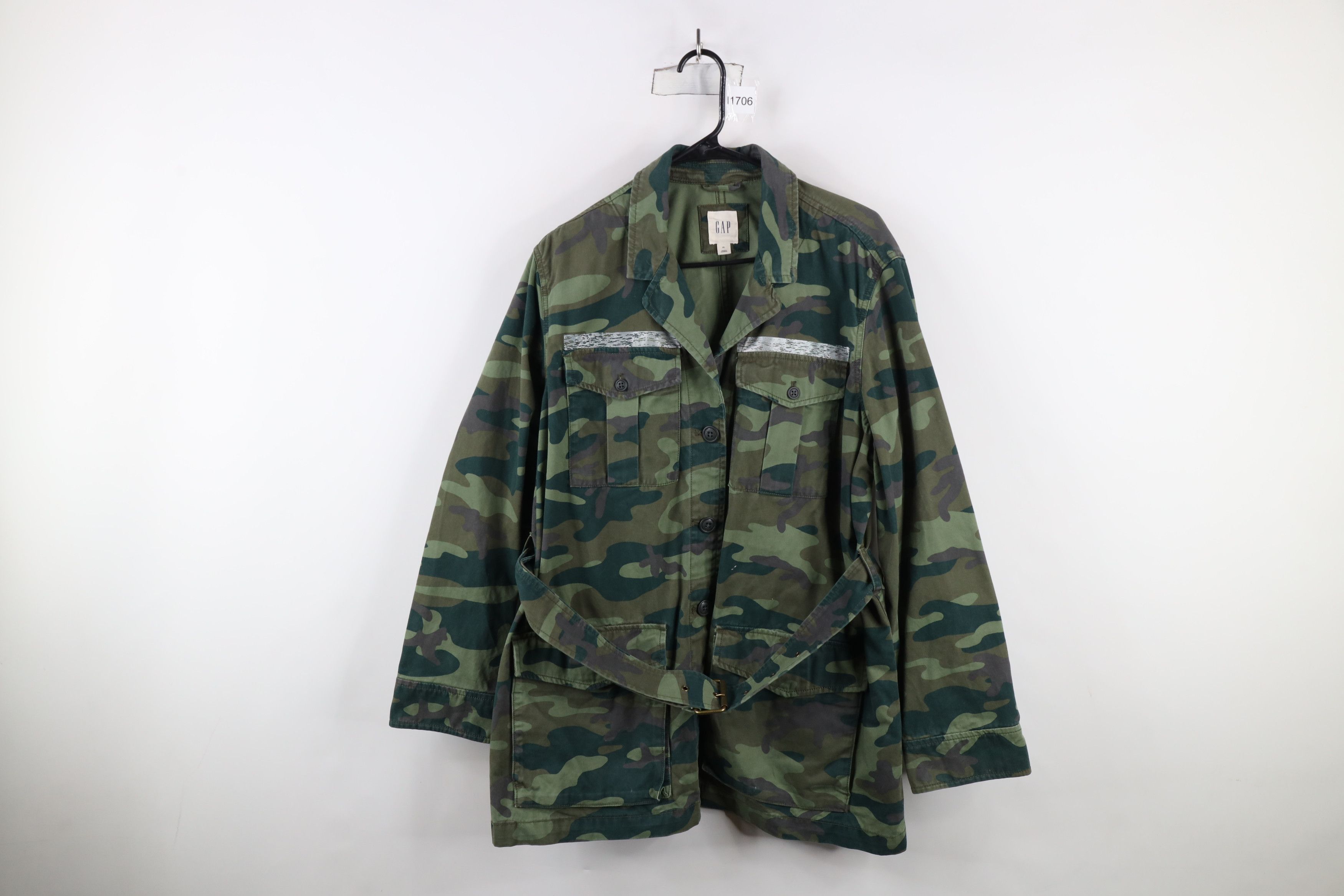 Gap × Vintage Vintage Y2K Gap Belted Camouflage Military Field Jacket Coat Size XL / US 12-14 / IT 48-50 - 1 Thumbnail