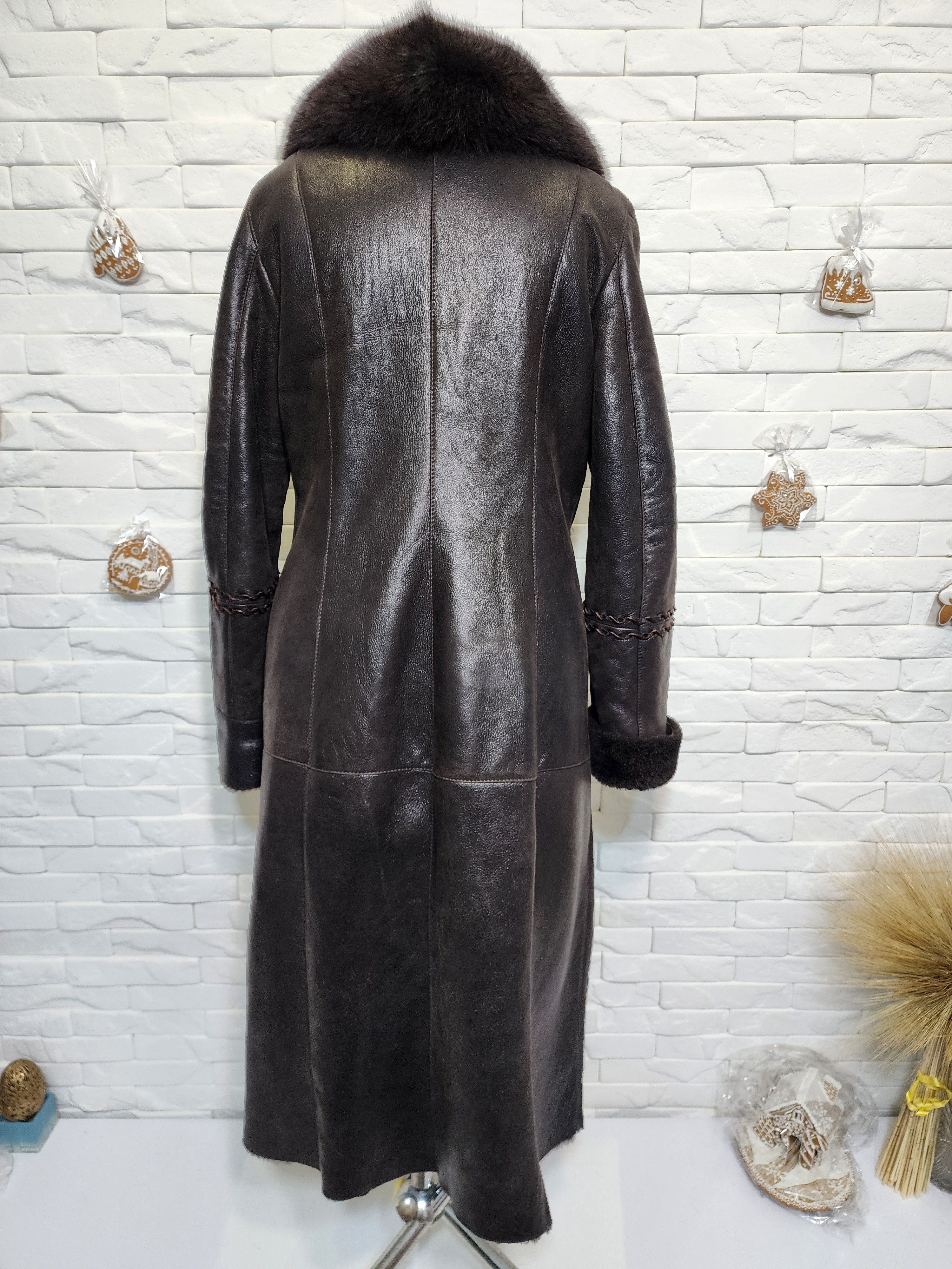 Furla Brown Sheepskin Coat: Vintage Leather Winter Outerwear Size XL / US 12-14 / IT 48-50 - 4 Thumbnail