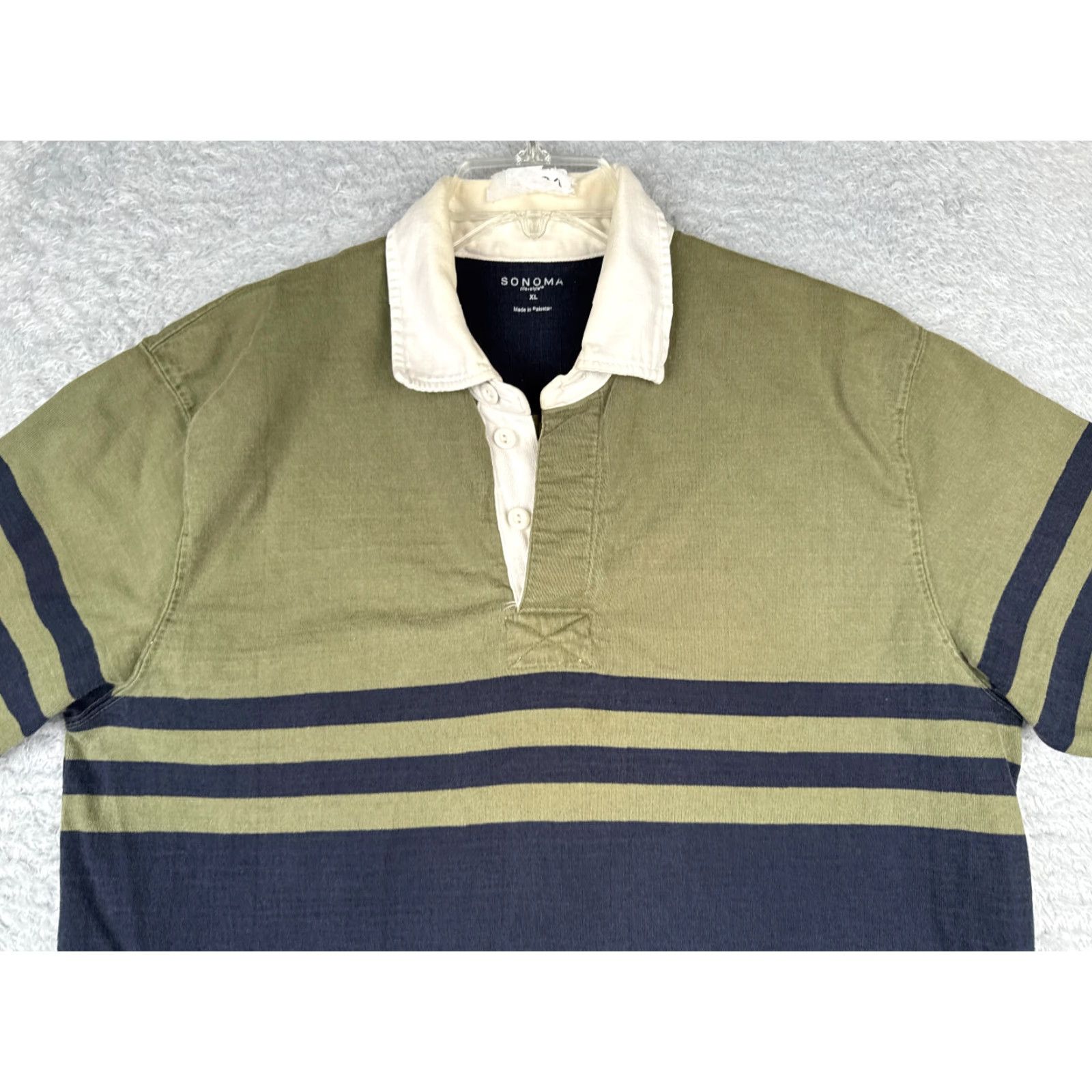 Vintage VINTAGE Sonoma Polo Shirt Men XL Green Blue Long Sleeve Rugby Jersey Slim Fit Size US XL / EU 56 / 4 - 4 Thumbnail
