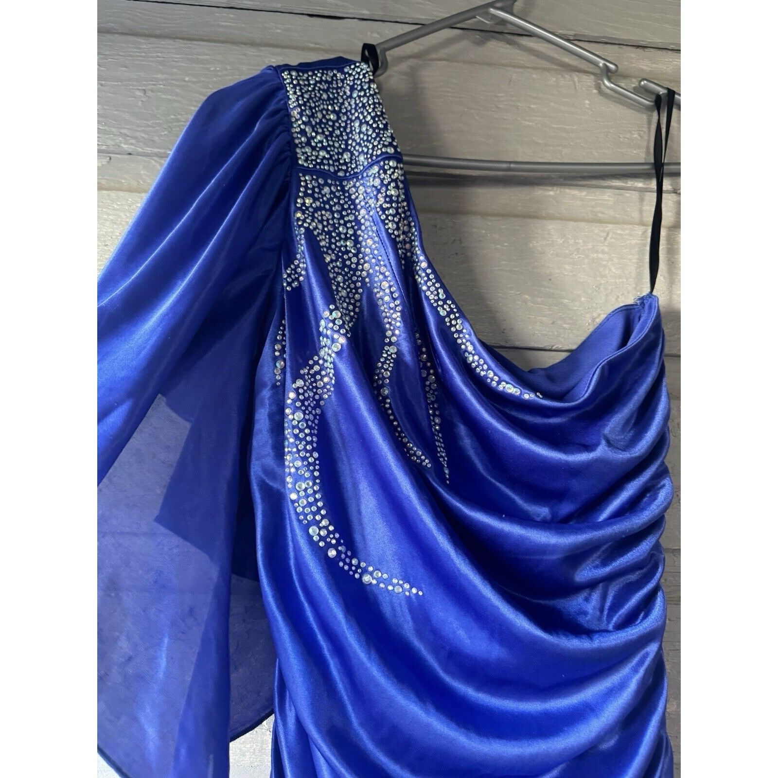 Other Deb Formal blue Prom Dress - One Shoulder, Satin Size M Size M / US 6-8 / IT 42-44 - 3 Thumbnail
