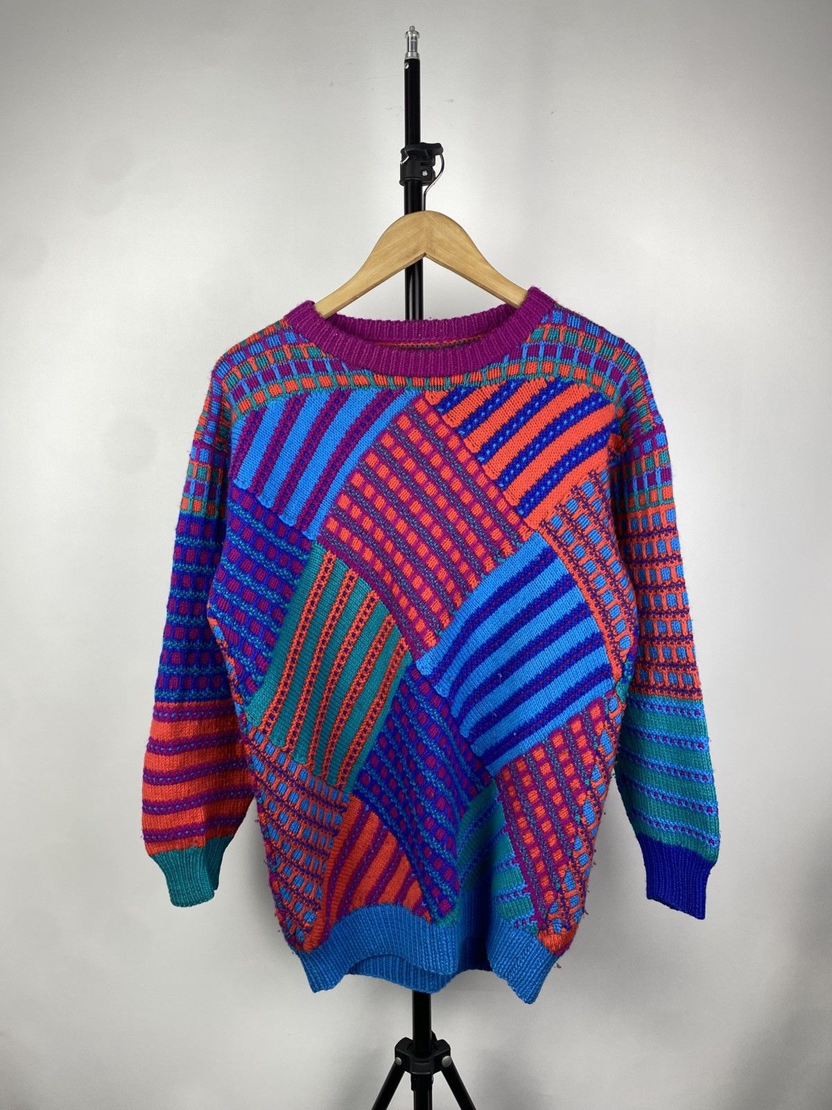 Designer × Japanese Brand × Vintage Vintage 90s Pachwork Knitted Sweater Coogi Style Size US M / EU 48-50 / 2 - 1 Thumbnail