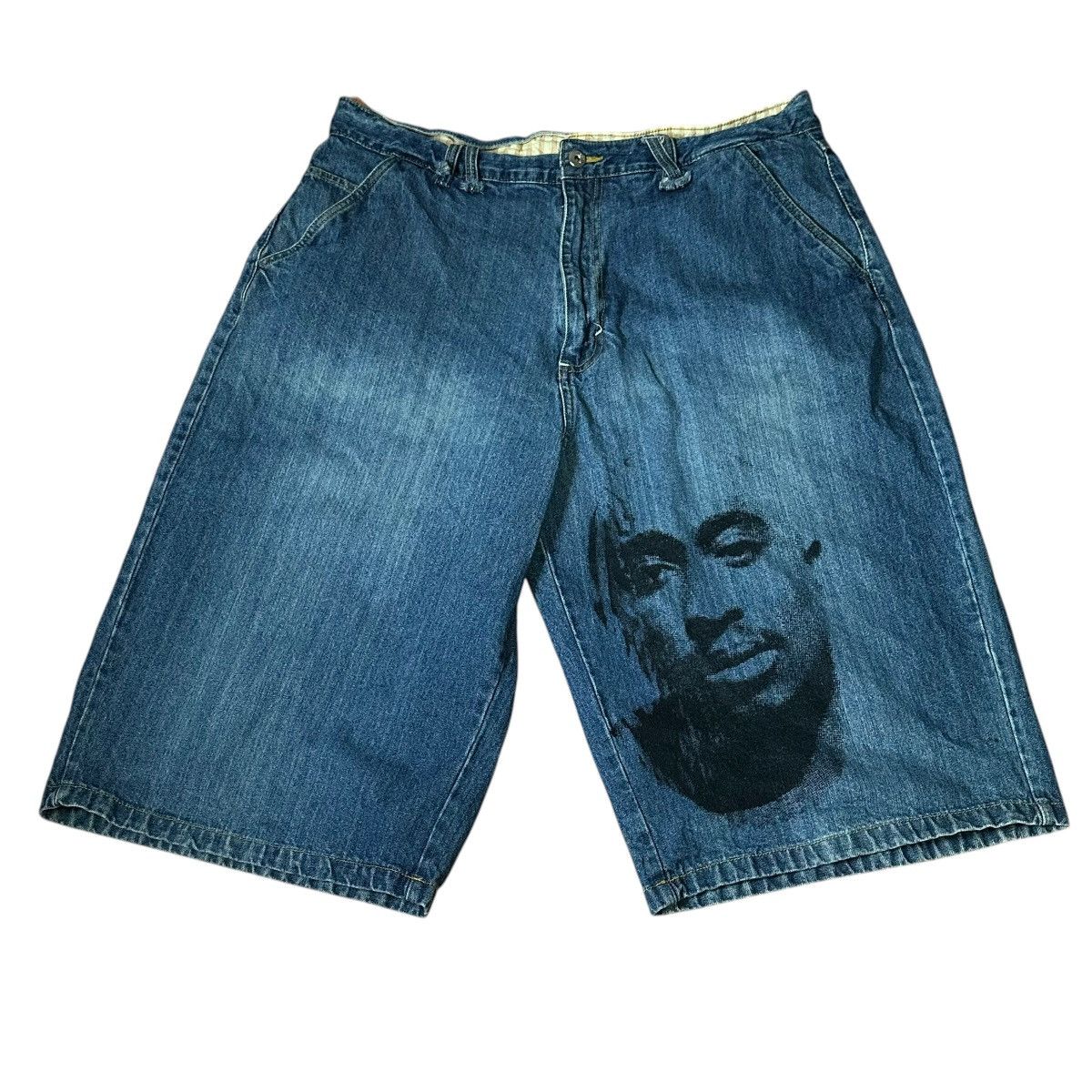 Makaveli × Vintage Vintage Makaveli Tupac Shakur Hip Hop Jeans Shorts 40 Y2K Size US 40 / EU 56 - 1 Thumbnail
