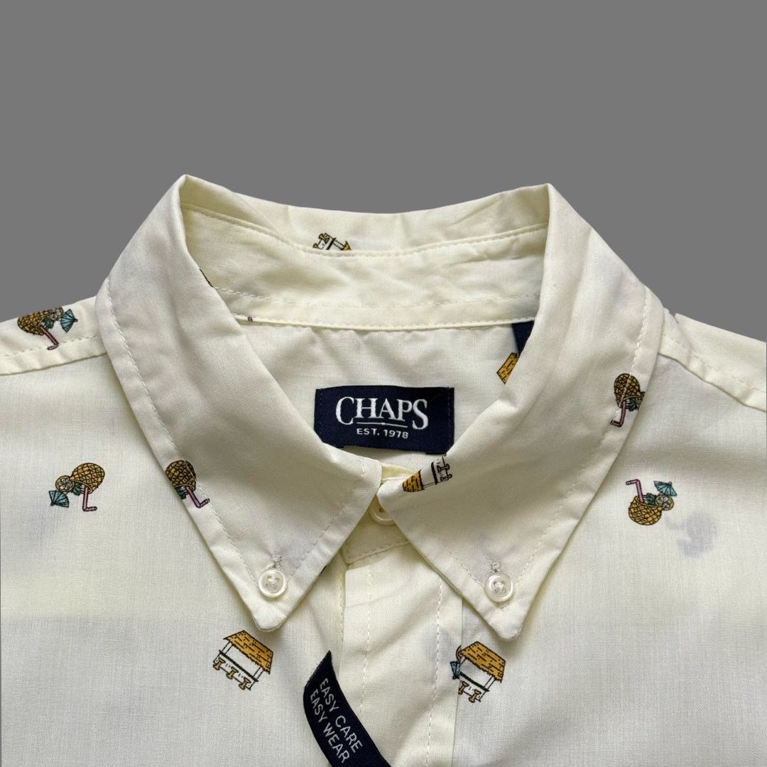 Chaps Chaps Yellow Patterned Button Collar Easy Care Size M NWT Size US M / EU 48-50 / 2 - 5 Thumbnail