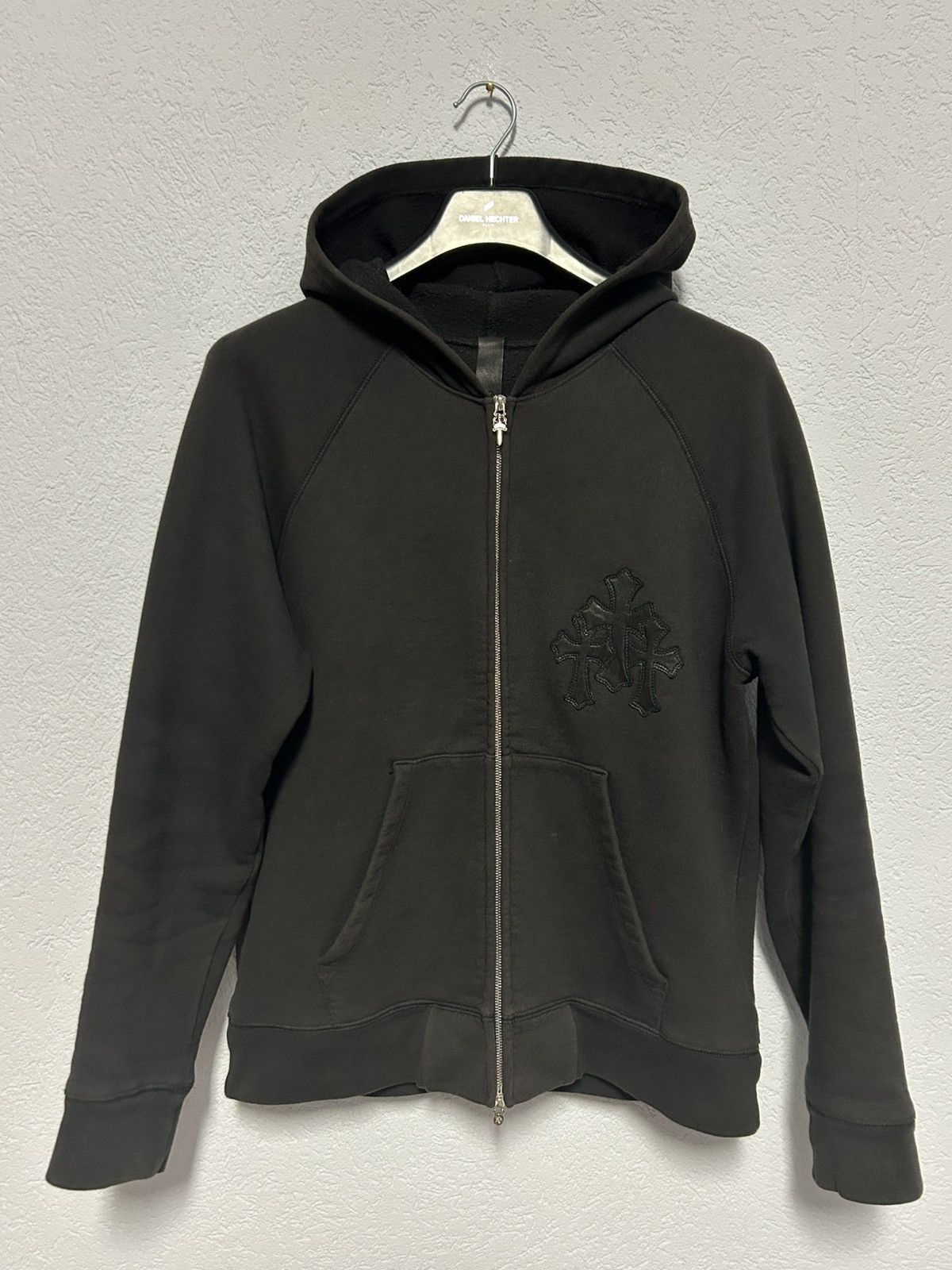 Chrome Hearts Paperjam Cross Patch Zip Up Hoodie Black