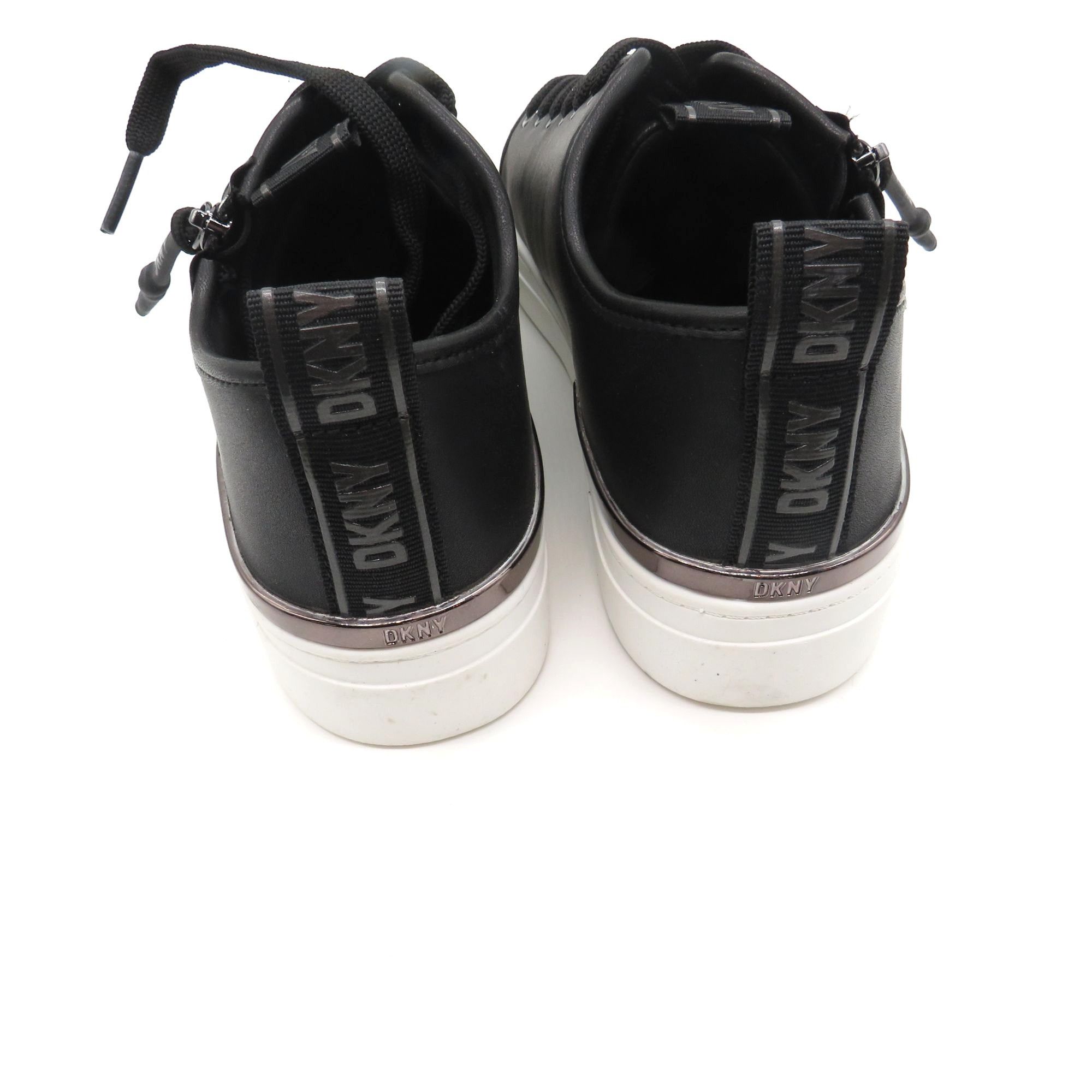 DKNY DKNY Women's Black White Low-Top Sneakers 8M Leather Man-Mad Size US 8 / IT 38 - 3 Thumbnail