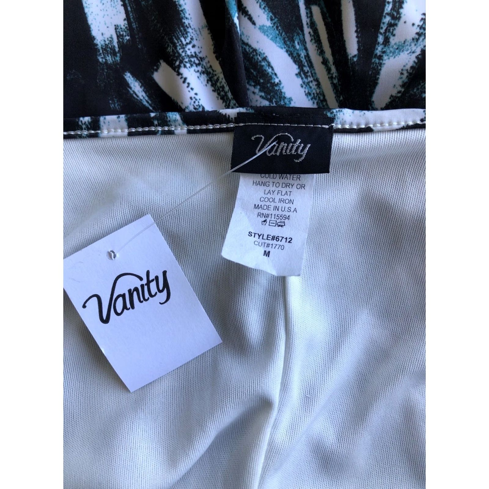 Vintage NWT Vanity sleeveless Tank Top M Blk/Green Scoop Neck Chain Straps Balloon Hem Y2K 90s Size M / US 6-8 / IT 42-44 - 5 Thumbnail