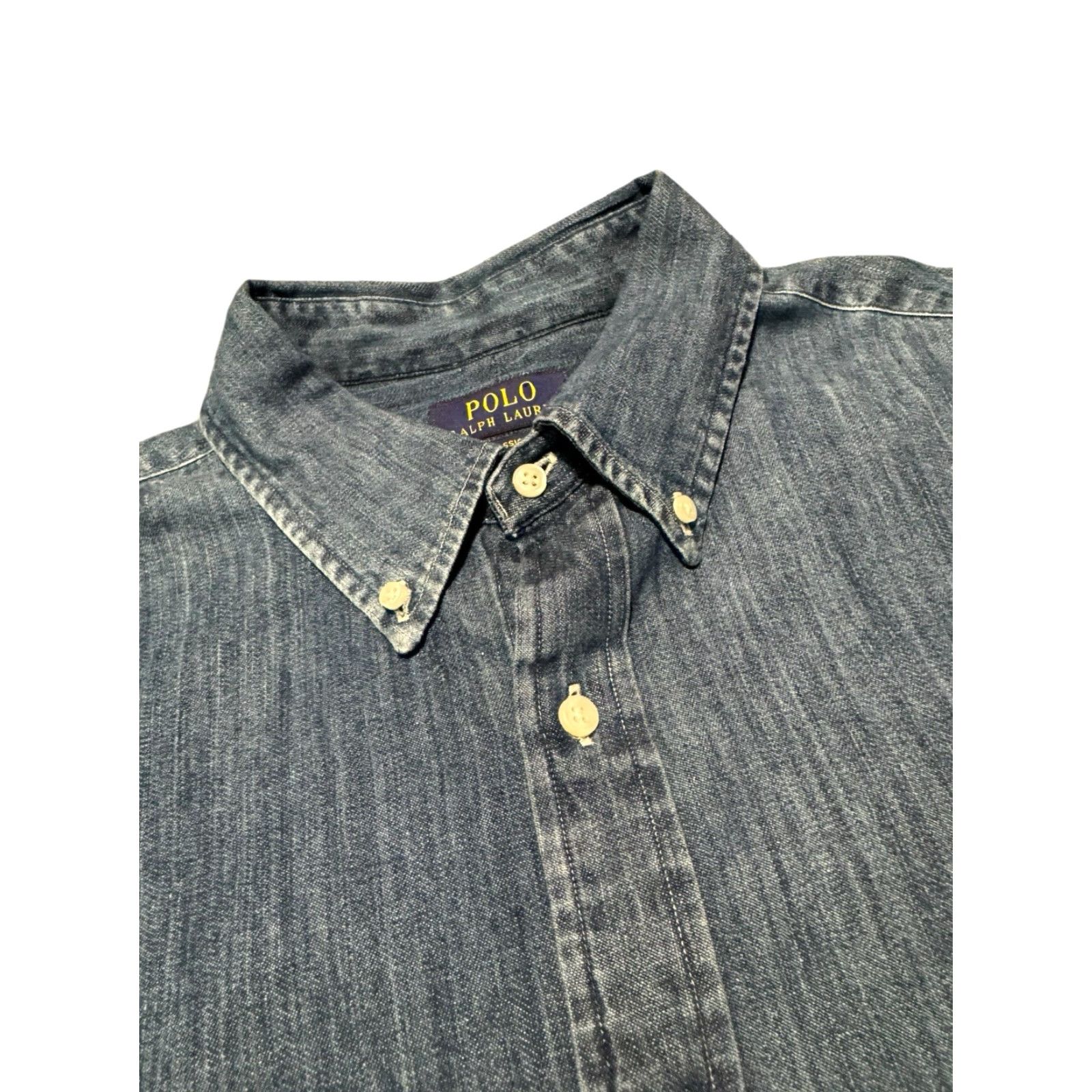 Ralph Lauren VINTAGE Polo Ralph Lauren Denim Shirt XL Classic Fit Long Sleeve Blue Medium Wash Pony Size US XL / EU 56 / 4 - 4 Thumbnail