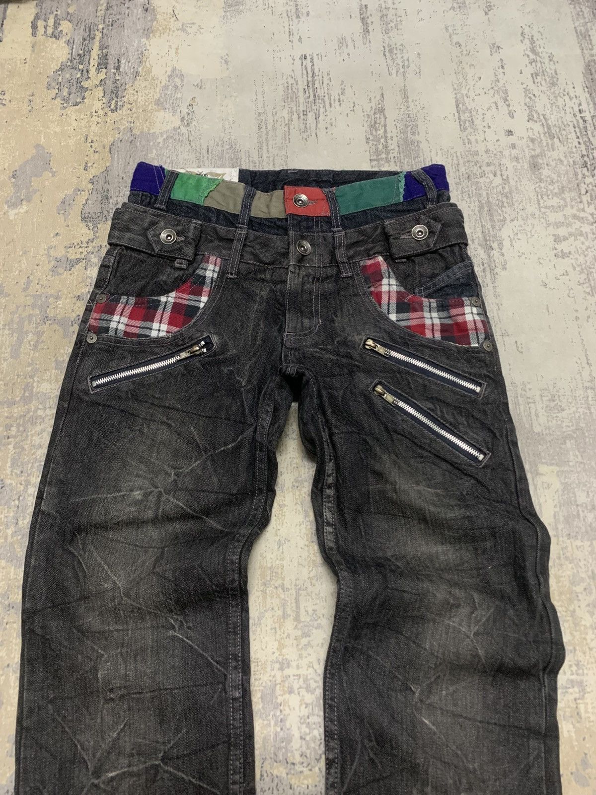 Japanese Brand Nylaus Harajuku Punk Y2K Crinkle Gimmick Pants Size US 30 / EU 46 - 2 Thumbnail