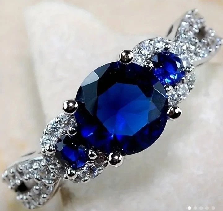 Other Simulated Blue Sapphire Engagement Ring Size 7 Size ONE SIZE - 2 Thumbnail