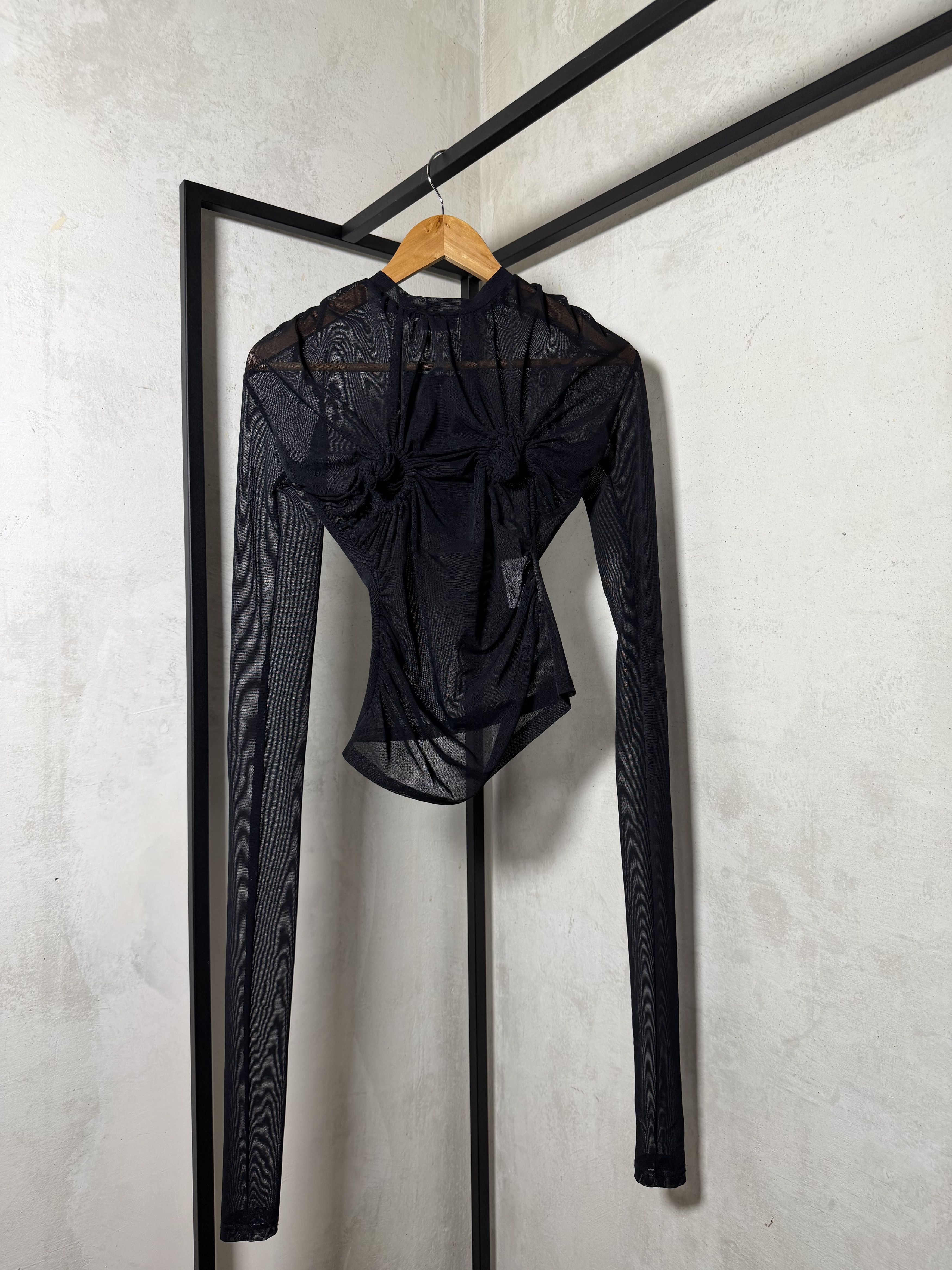 Vaquera Vaquera Ruched Nipples Mesh Top In Black Size XS / US 0-2 / IT 36-38 - 3 Thumbnail
