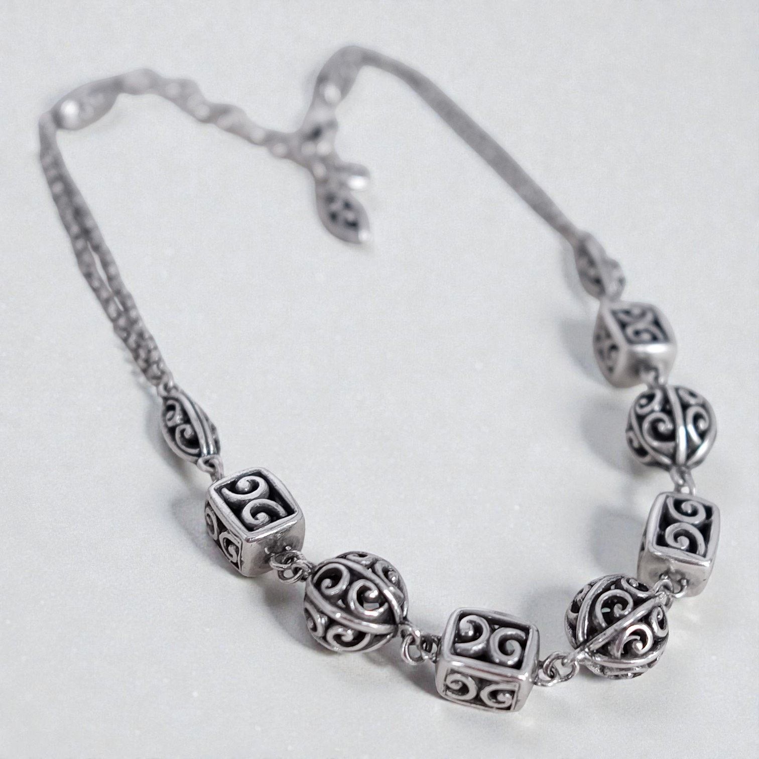 Brighton Brighton Scrolled Ball Cube Beads Necklace Silver Plated Size ONE SIZE - 1 Thumbnail