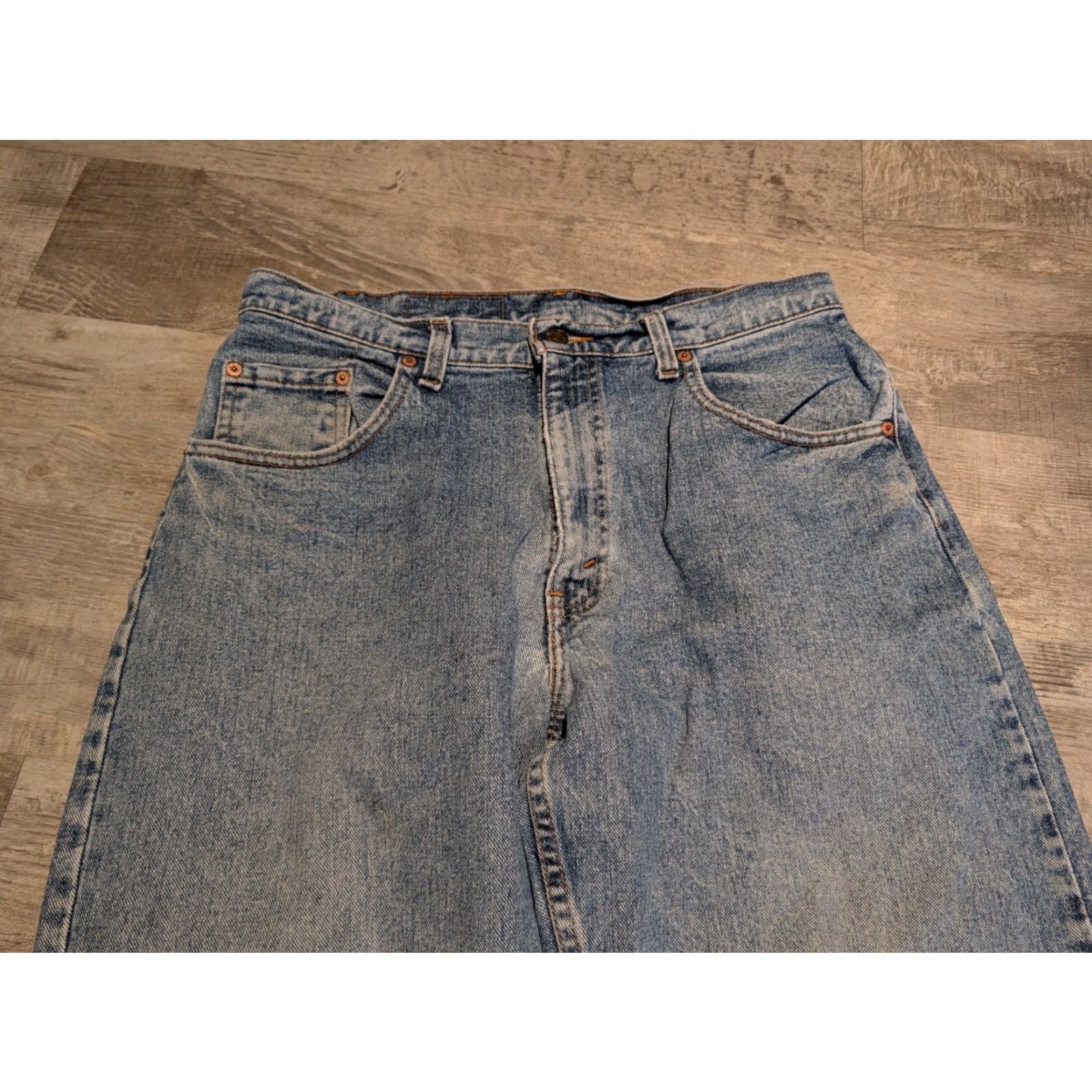 Levi's VINTAGE Levi's 560 Jeans Mens 34x35 Blue Denim Distressed 5-Pocket Regular Fit Tapered Leg USA Made 90s Denim Pants Size US 34 / EU 50 - 4 Thumbnail